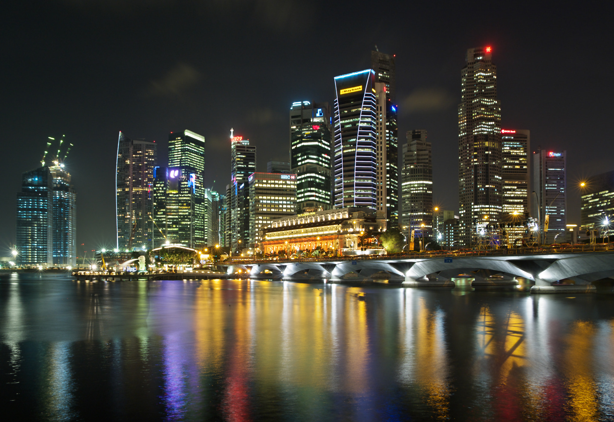 Pentax K20D sample photo. Marina bay at night photography