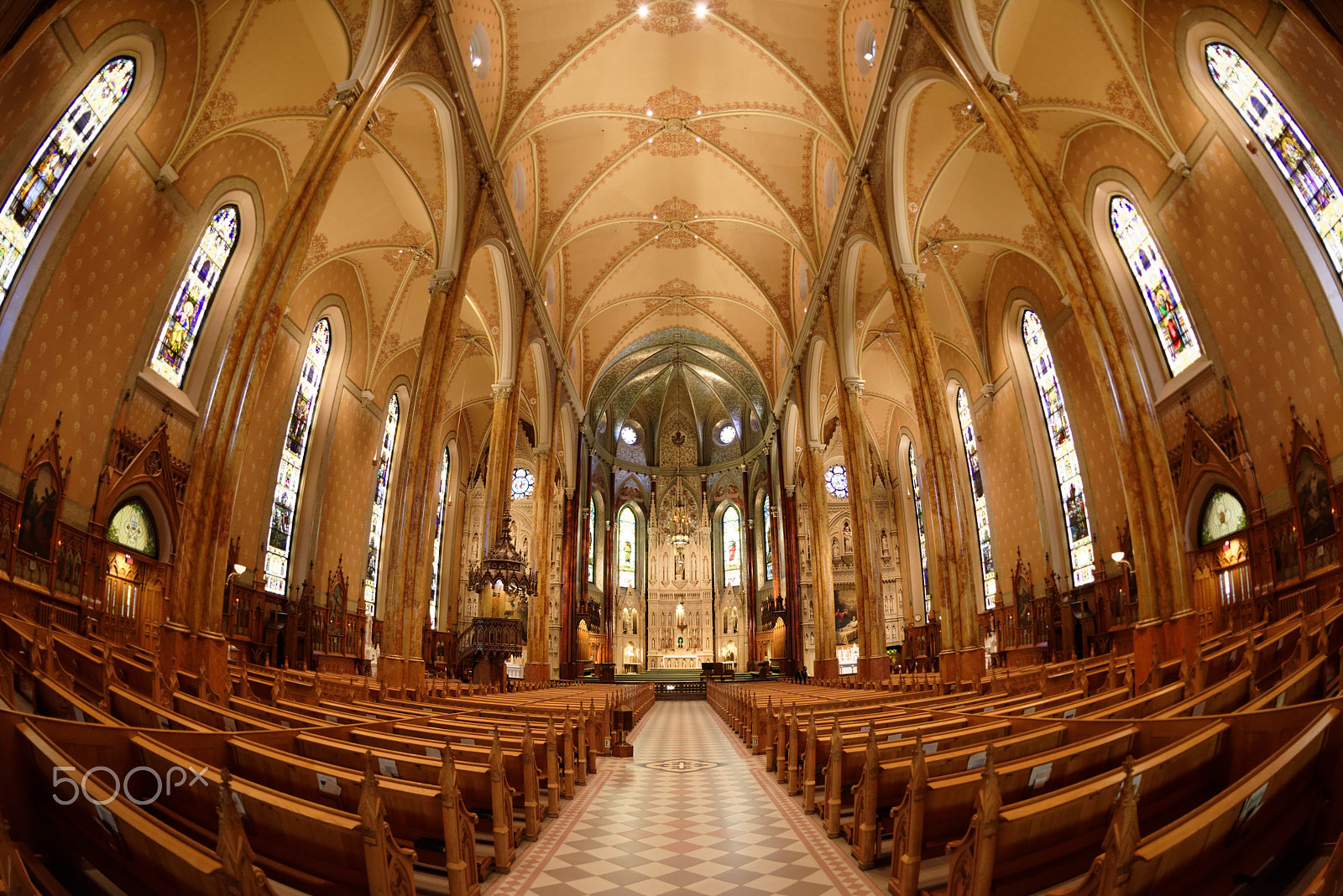 Nikon D810 + Nikon AF Fisheye-Nikkor 16mm F2.8D sample photo. Montreal, saint patricks basilica, fisheye, innenansicht photography