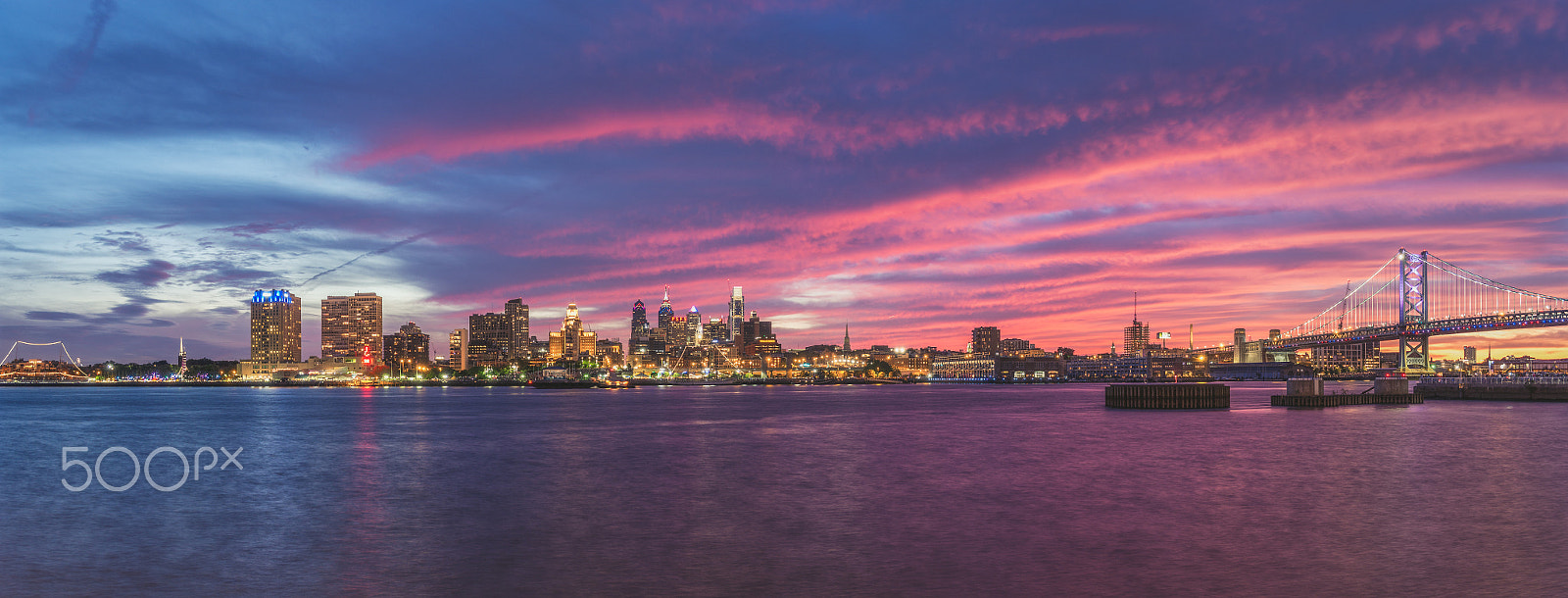 Olympus OM-D E-M10 sample photo. Sunset over philadelphia skyline photography