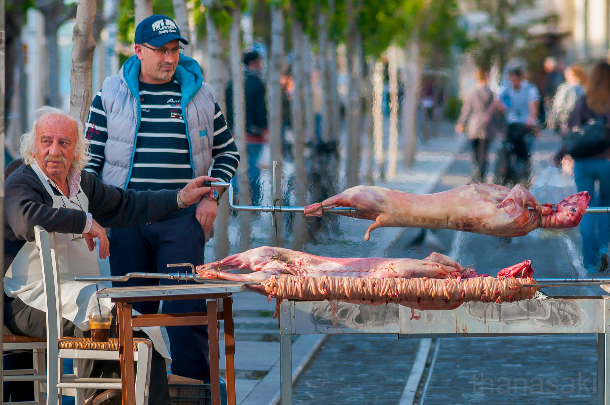 Nikon D300 + AF Nikkor 180mm f/2.8 IF-ED sample photo. Skewered lamb photography