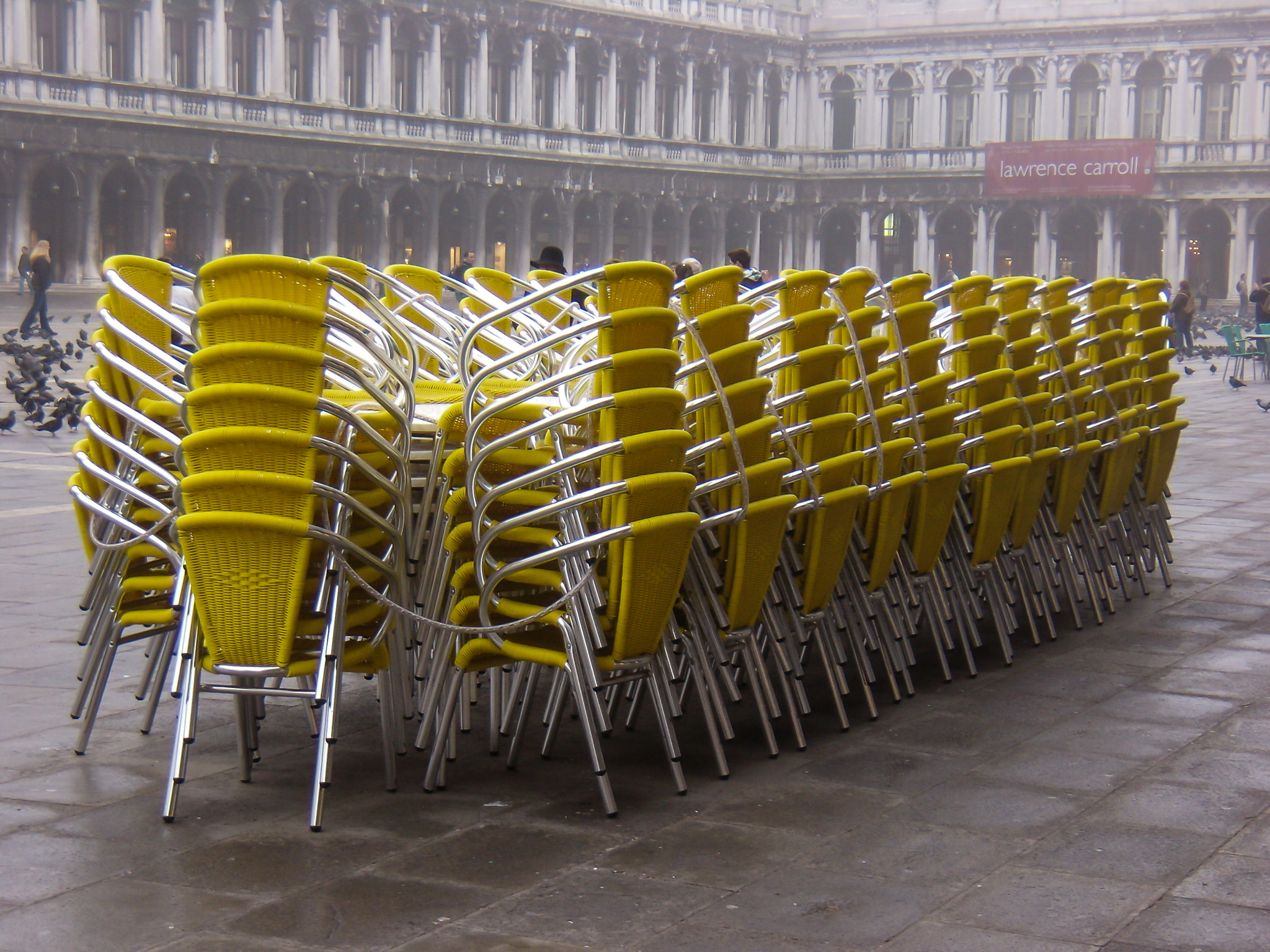 Olympus FE200 sample photo. Venice: waiting chairs on st. mark's square photography
