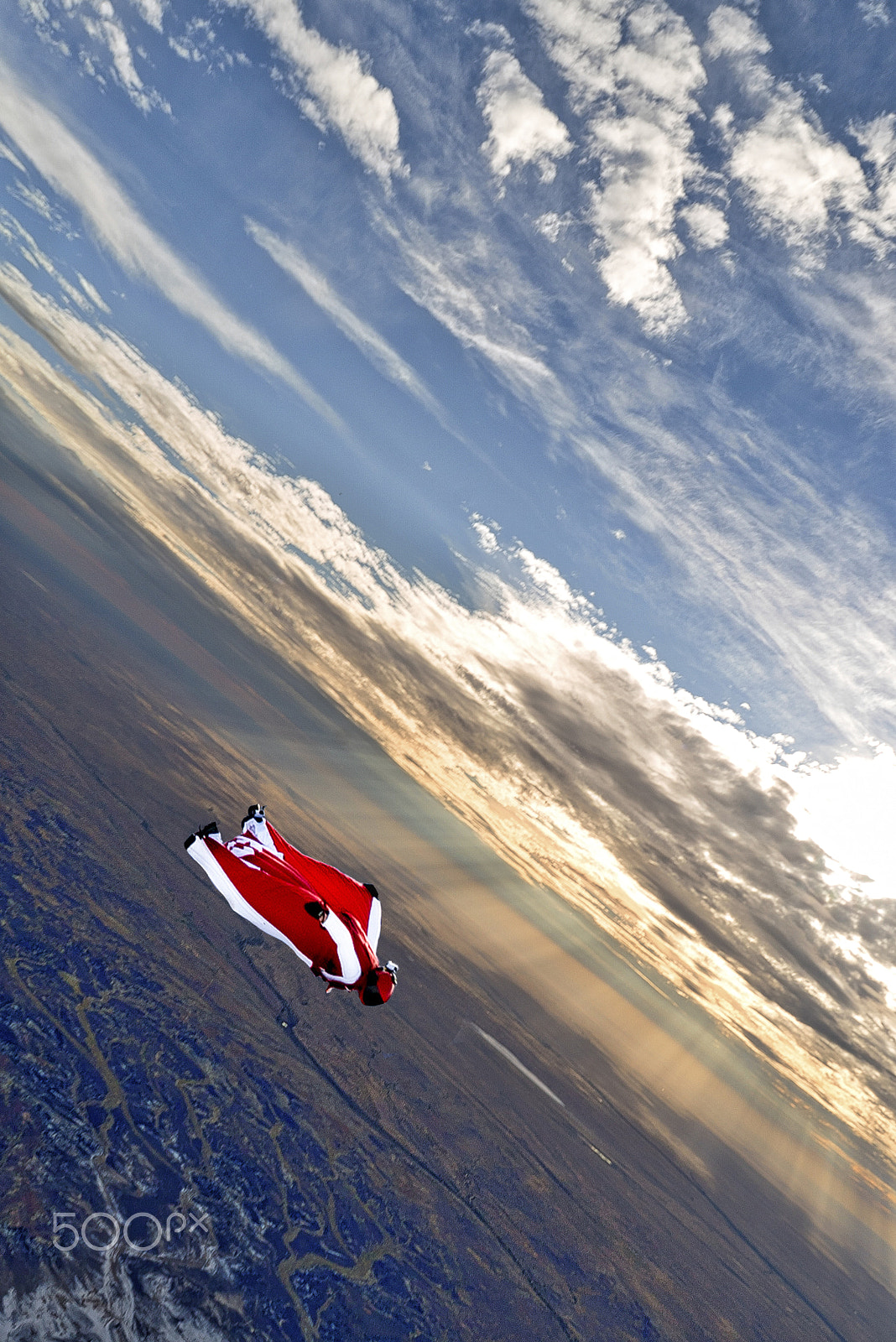 Sony a7S sample photo. Wingsuit over lake eyre photography