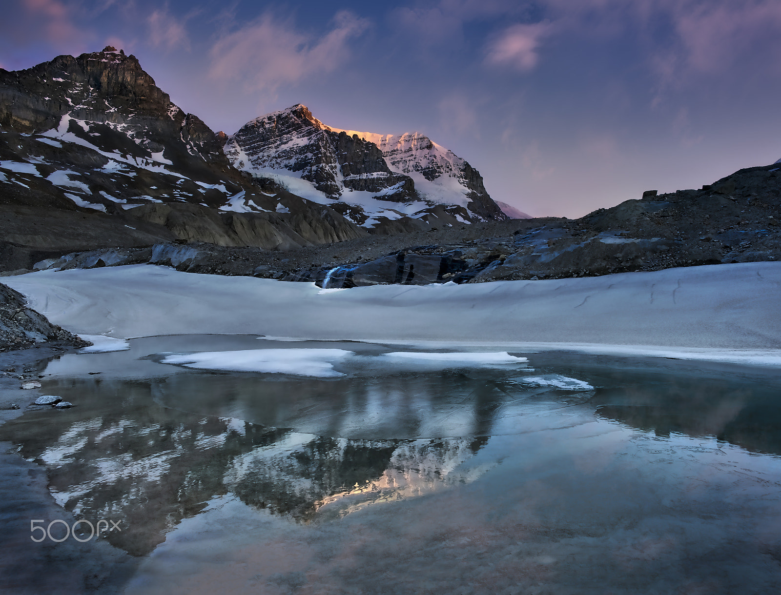 Sony a7R II + ZEISS Touit 12mm F2.8 sample photo. Canada glacier athabasca sunset photography