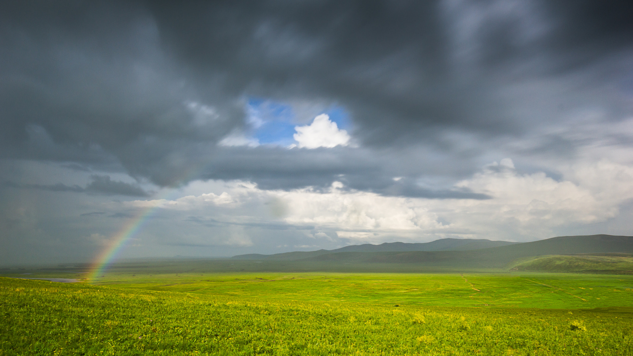 Canon EOS 60D + Canon EF 16-35mm F4L IS USM sample photo. Grassland rainbow photography