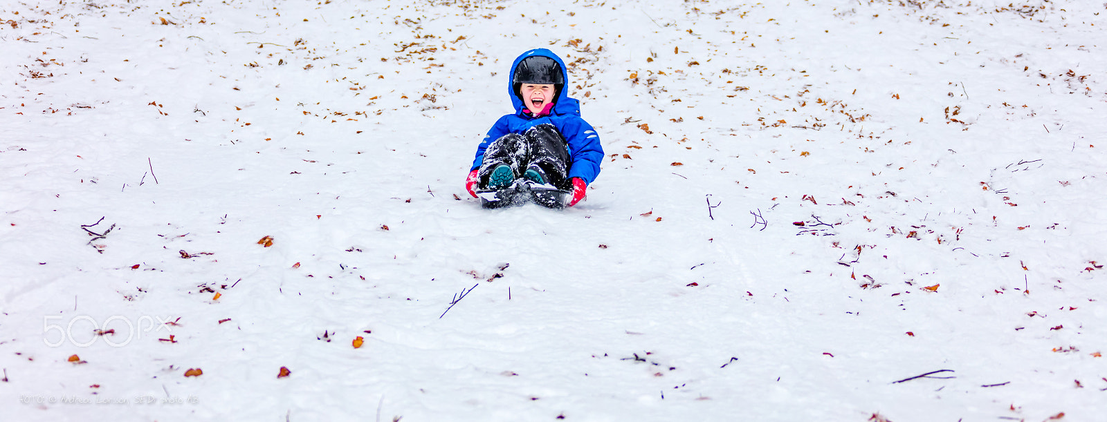 Canon EOS 5DS + Canon EF 28-300mm F3.5-5.6L IS USM sample photo. Boy riding the sledge in snow photography