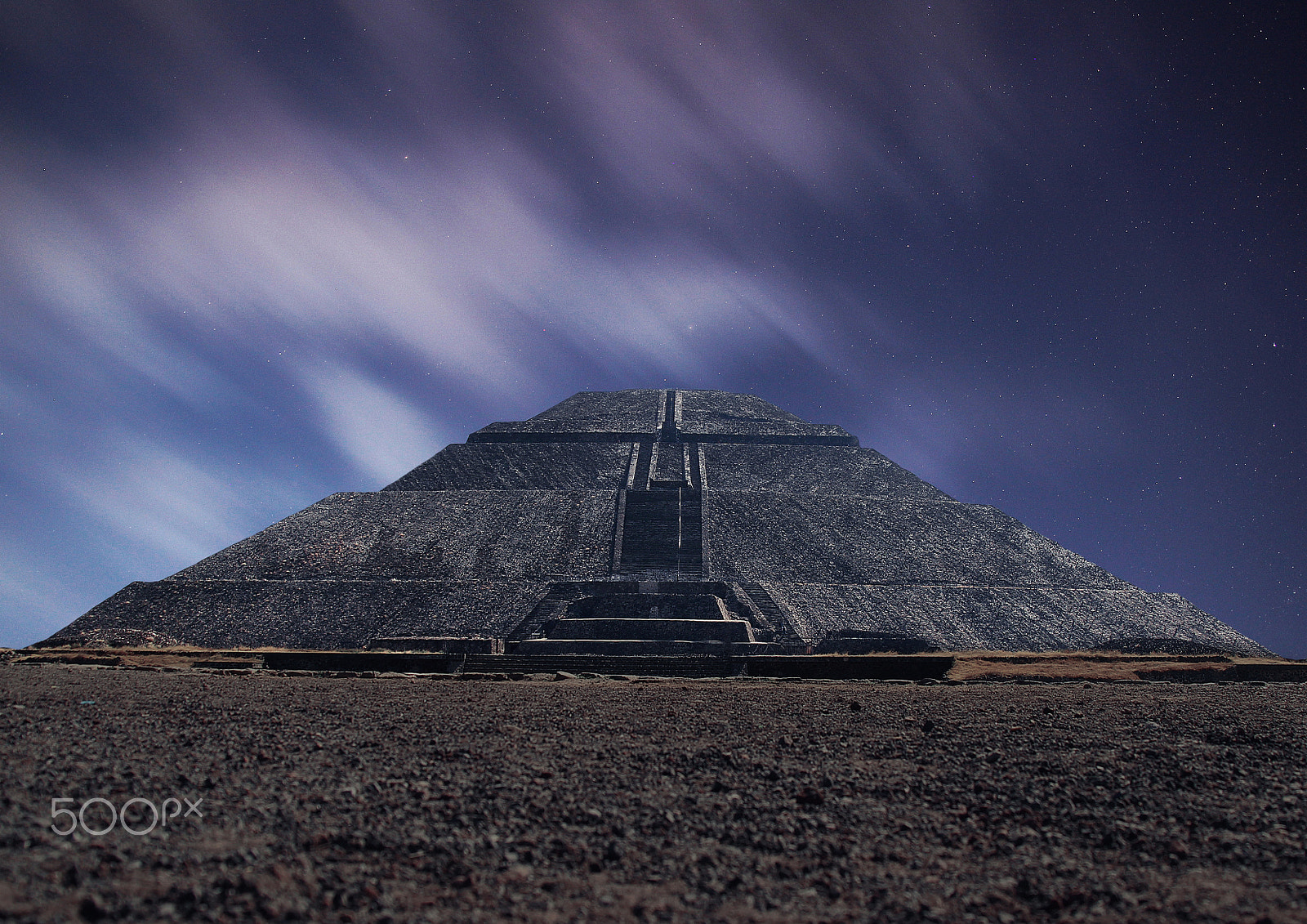Sigma 17-70mm F2.8-4 DC Macro OS HSM sample photo. Sun pyramid by night (teotihuacan, mexico) photography
