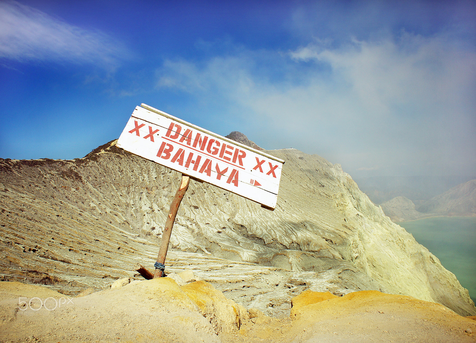 Sony Alpha NEX-5 + Sony E 16mm F2.8 sample photo. Danger label at kawah ijen volcano in east java, i photography