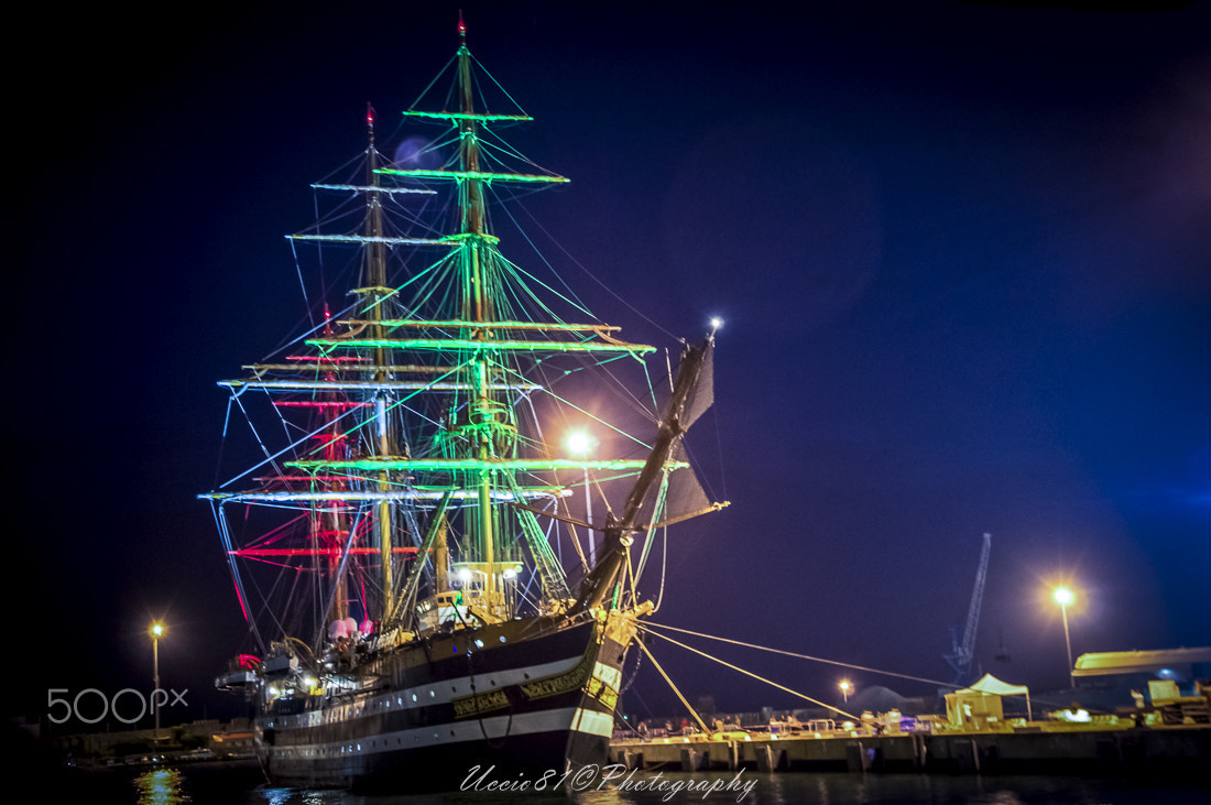 Sony Alpha DSLR-A580 + Tamron SP 24-70mm F2.8 Di VC USD sample photo. Amerigo vespucci by night - livorno photography
