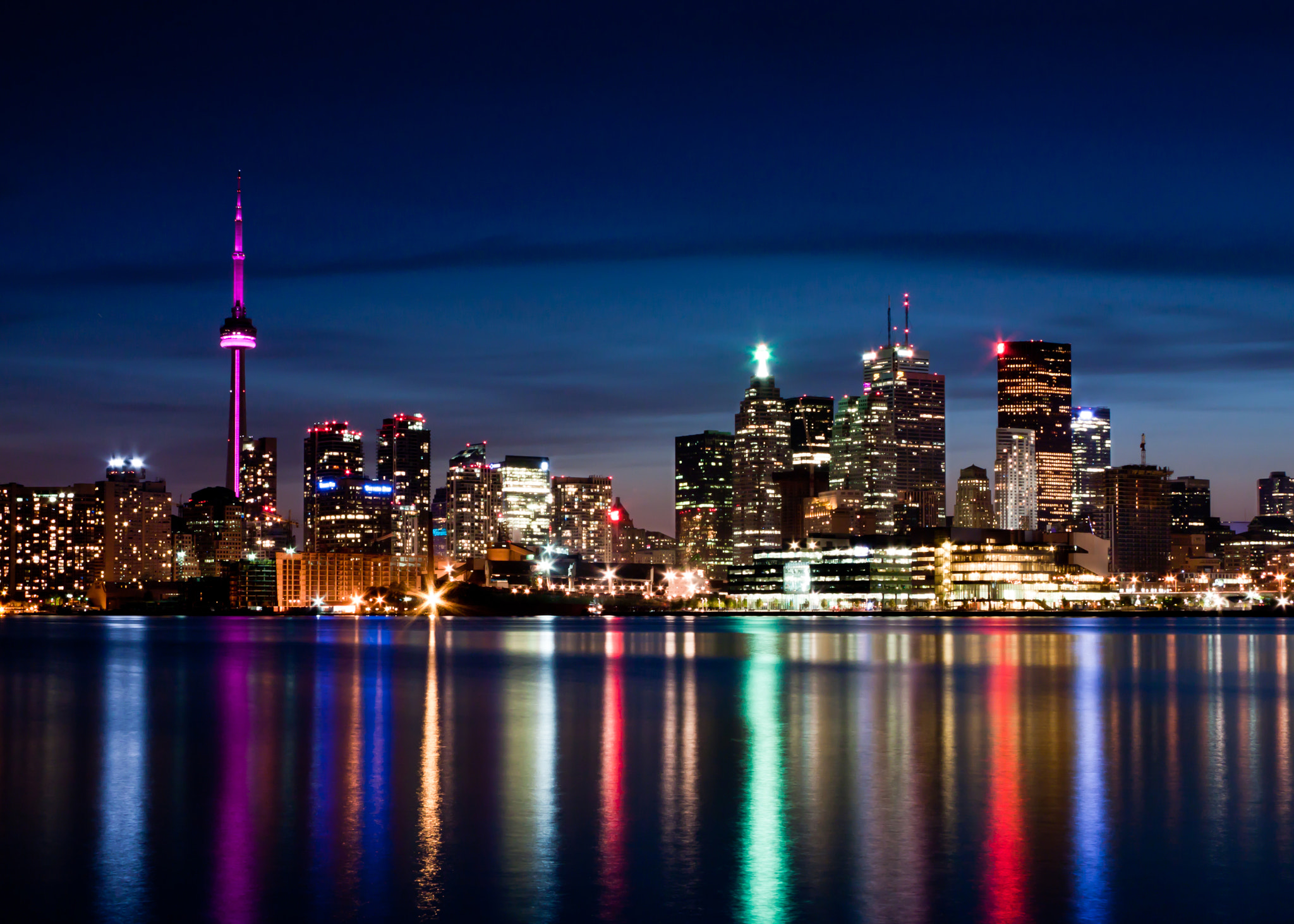 Canon EF-S 17-85mm F4-5.6 IS USM sample photo. Toronto skyline at night from polson st no 2 photography