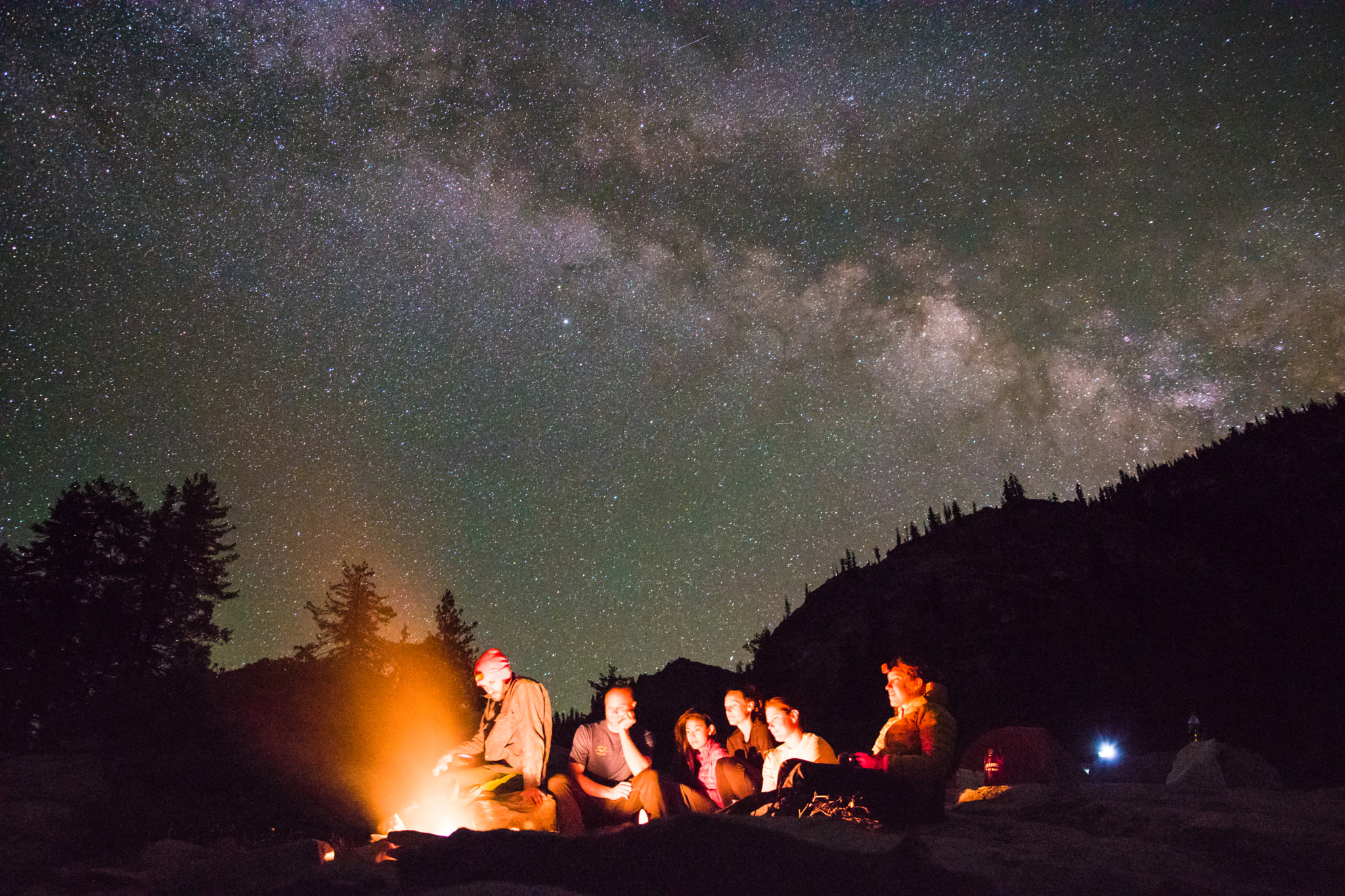 Nikon D5500 + Samyang 16mm F2 ED AS UMC CS sample photo. Campfire under the milky way photography