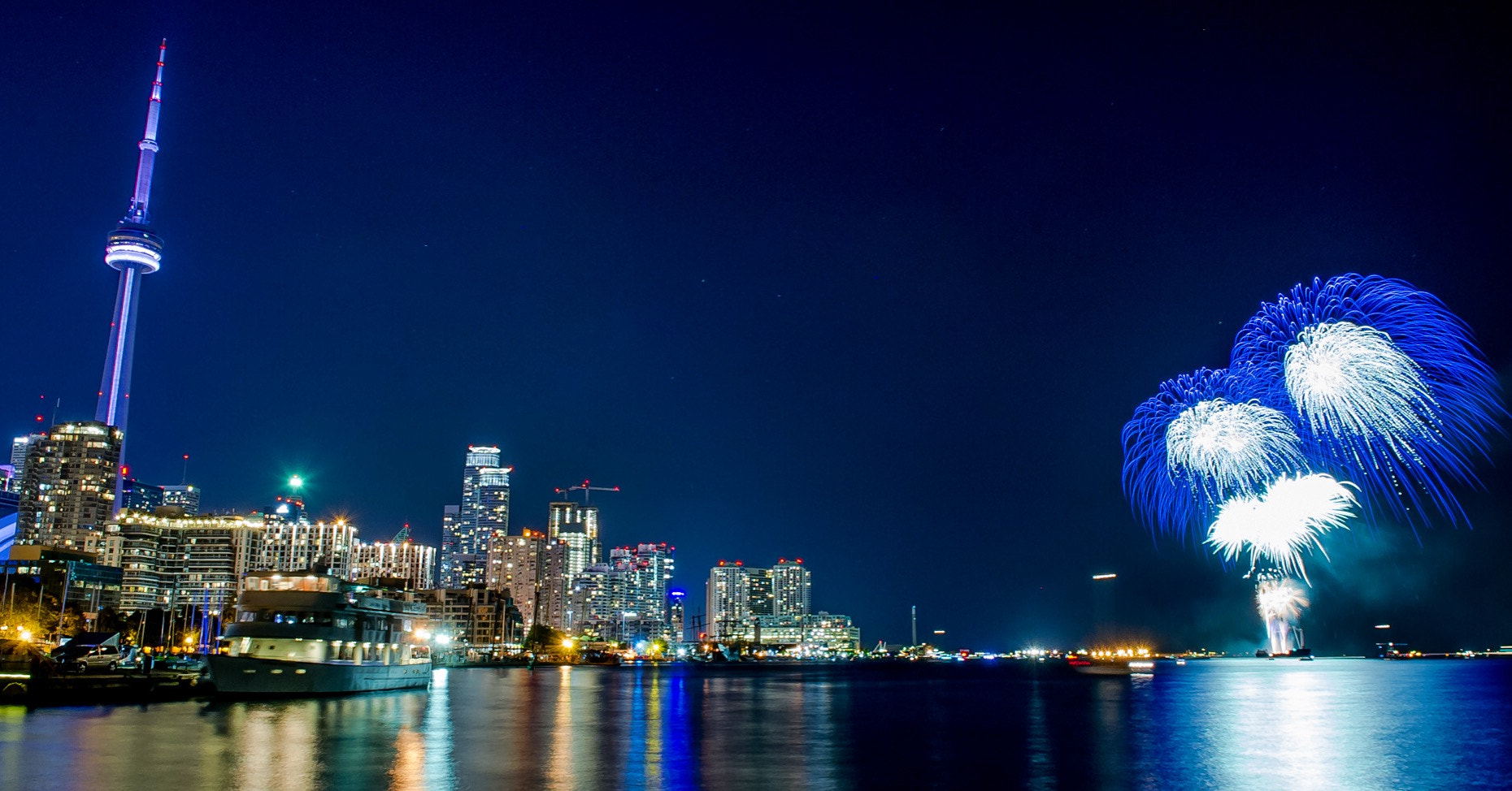 Nikon D3S sample photo. Canada day fireworks at harbourfront downtown toronto photography