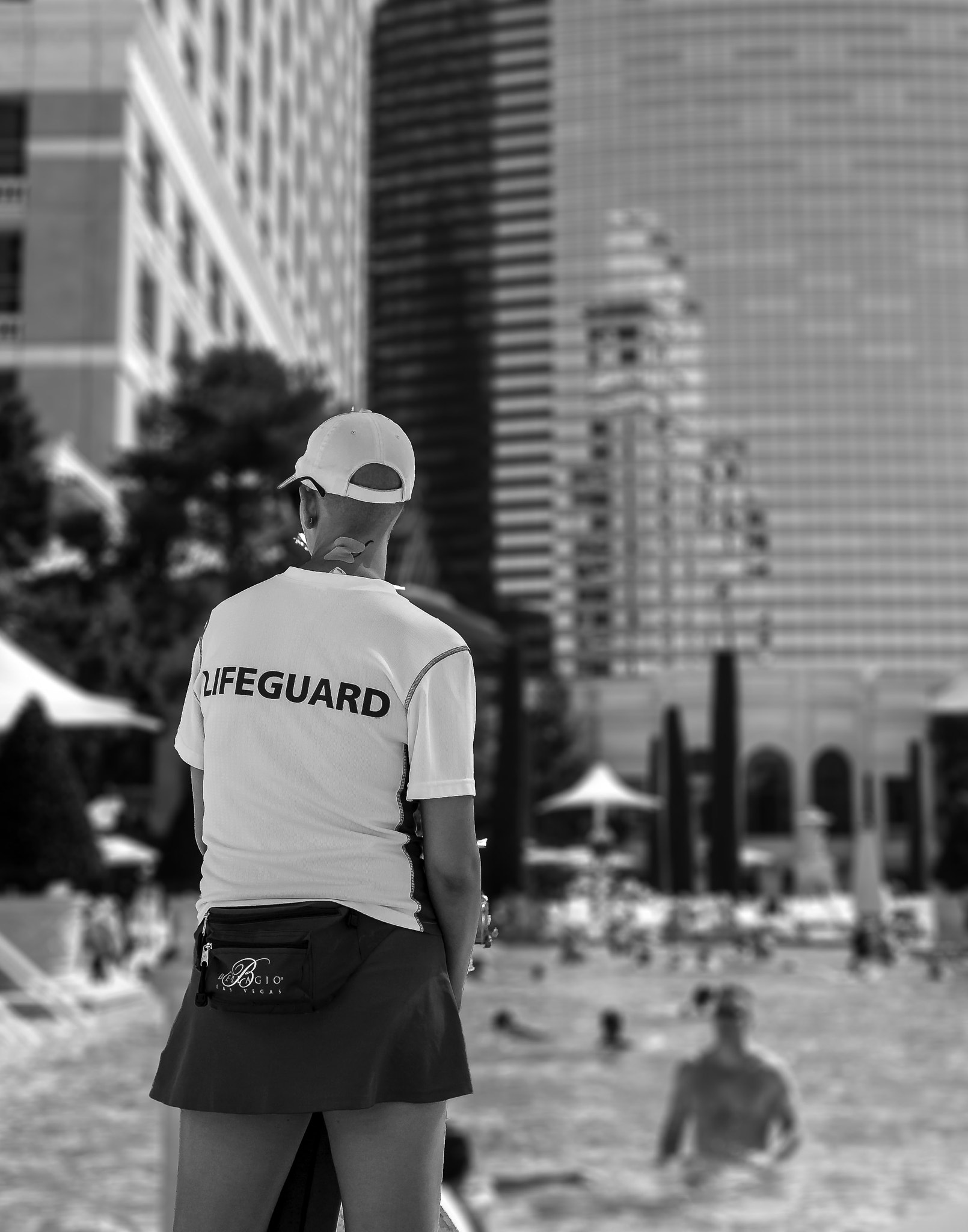 Panasonic Lumix DMC-G3 + Sigma 30mm F2.8 EX DN sample photo. Lifeguard at the bellagio hotel photography