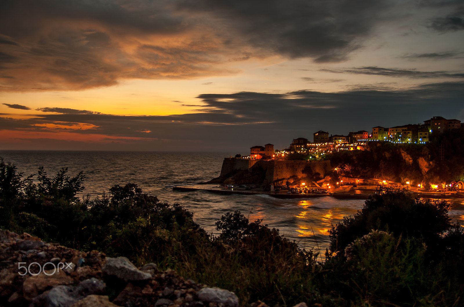 Pentax K20D sample photo. Ulcinij by night photography