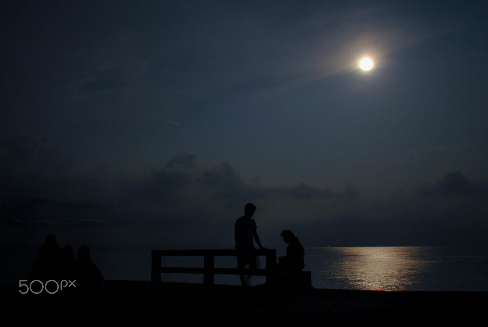 Nikon D40X + Sigma 18-50mm F2.8-4.5 DC OS HSM sample photo. Full moon and the sea photography