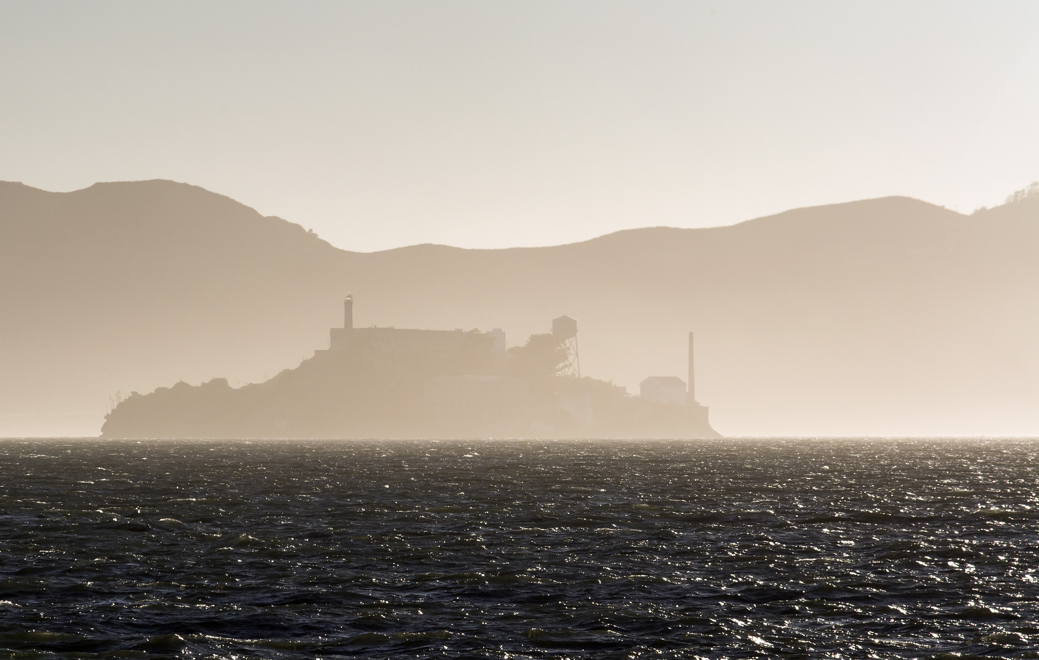 Sigma 28-300mm F3.5-6.3 DG Macro sample photo. Alcatraz in the mist. photography