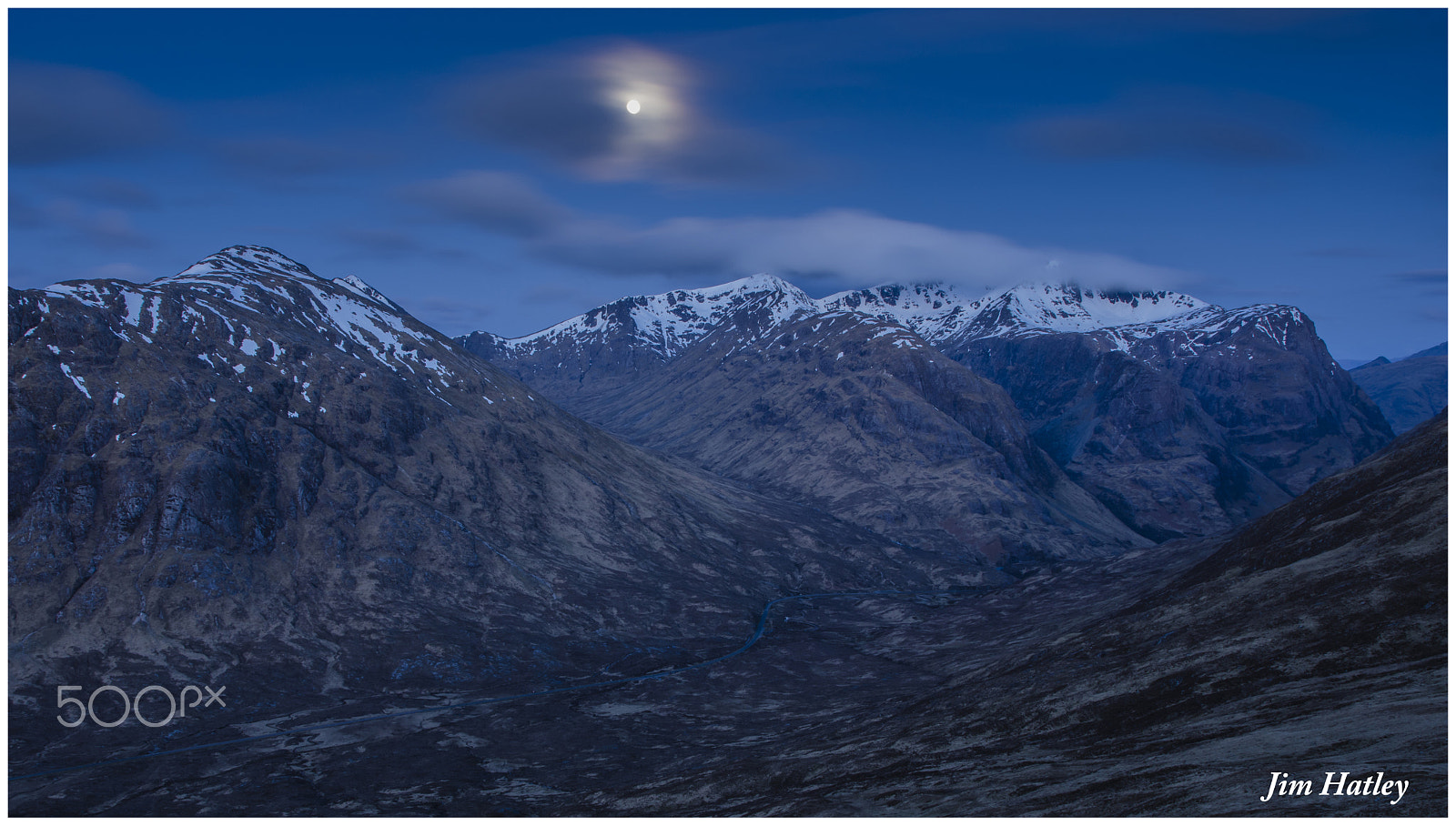 Pentax K-3 II sample photo. Moon above the three sisters of glen coe no photography