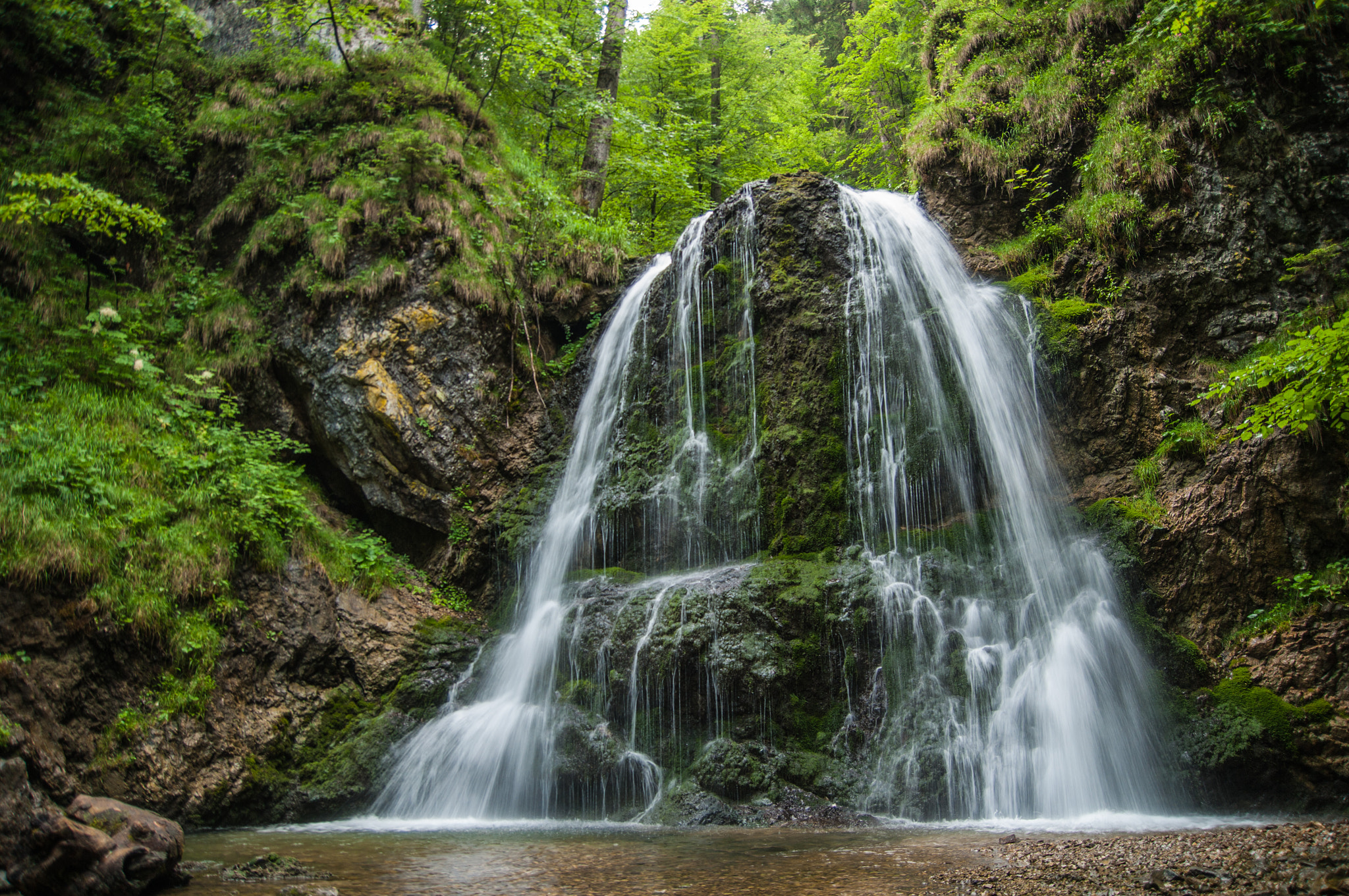 Pentax K20D sample photo. Forest waterfalls photography