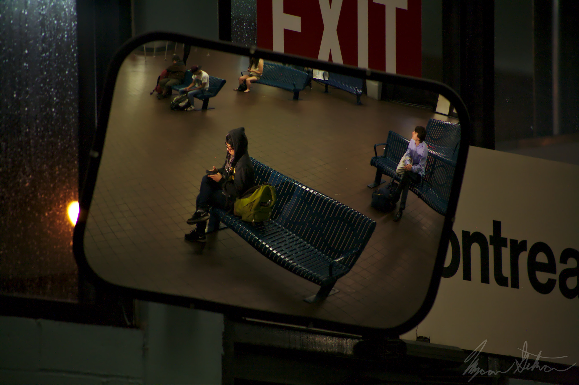 Canon EOS 5D + EF75-300mm f/4-5.6 sample photo. Mirror in a bus station photography