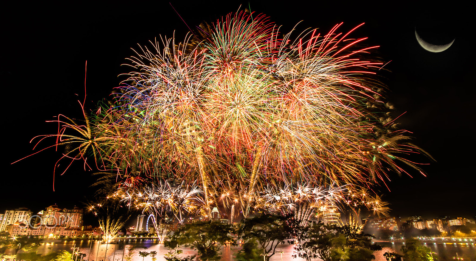 EF75-300mm f/4-5.6 sample photo. Blended photo - fireworks photography