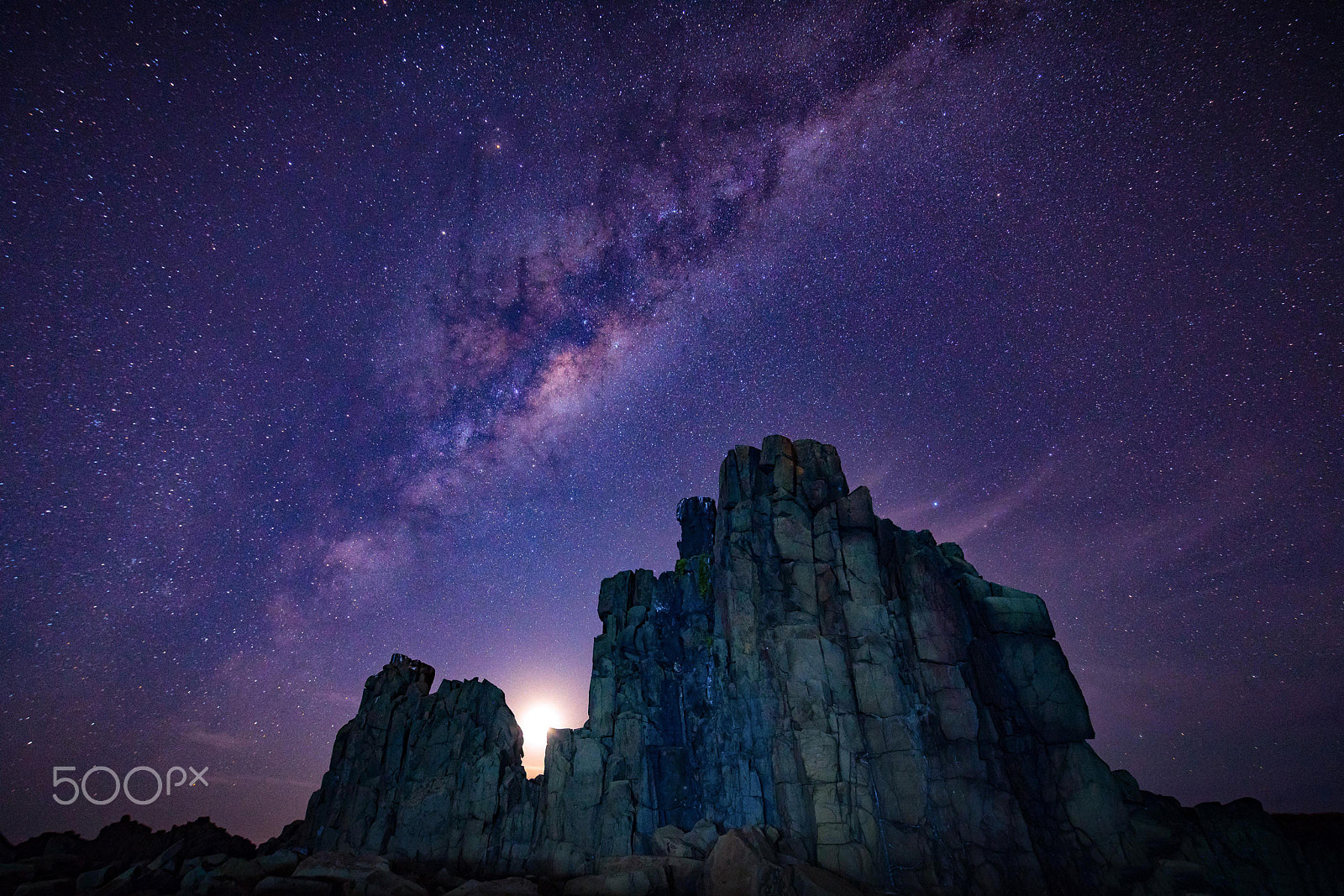 Sony a7R II + Canon EF 300mm f/2.8L sample photo. Quarry milky way photography