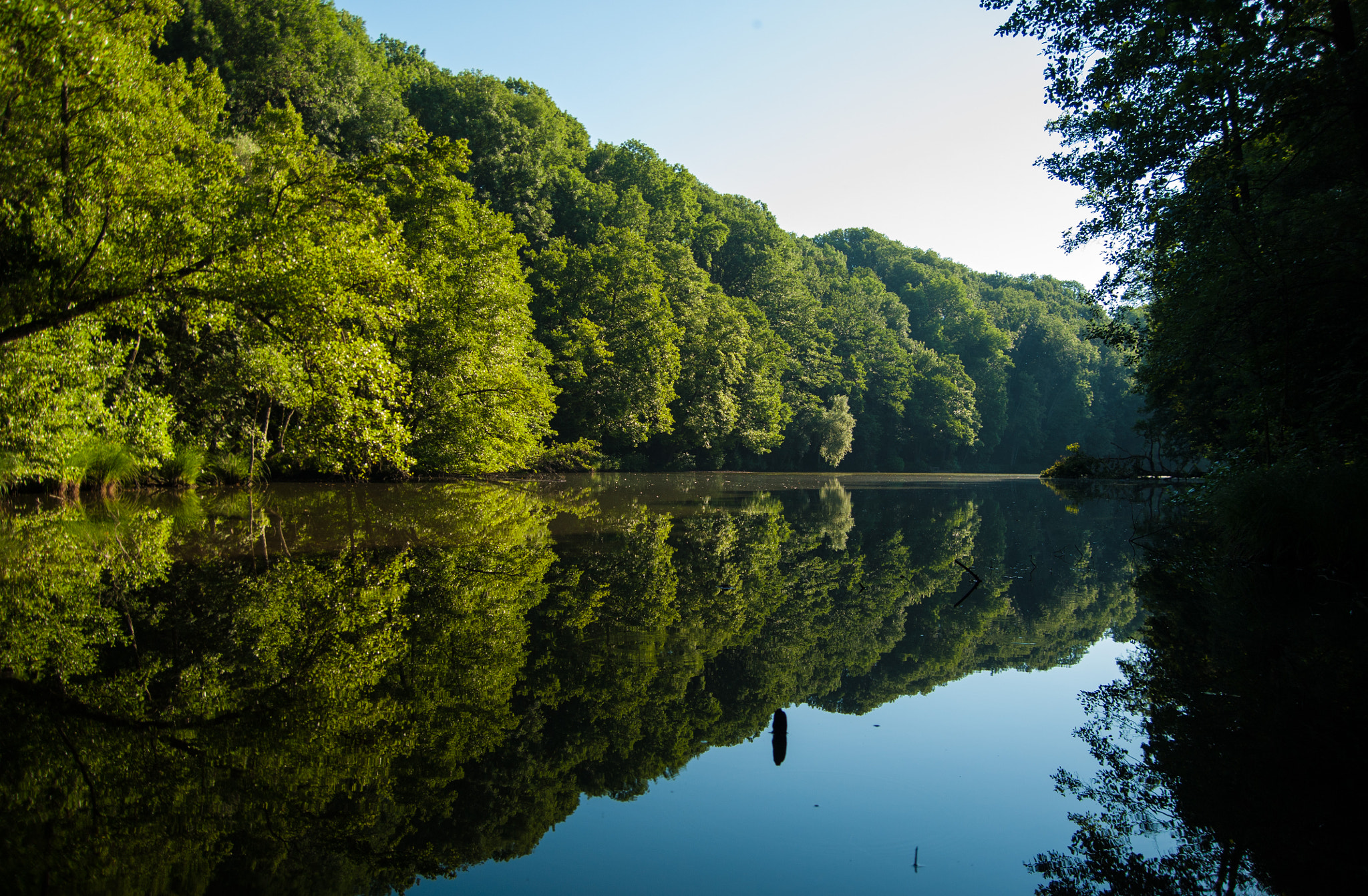 Pentax K20D sample photo. Morning light mirror photography