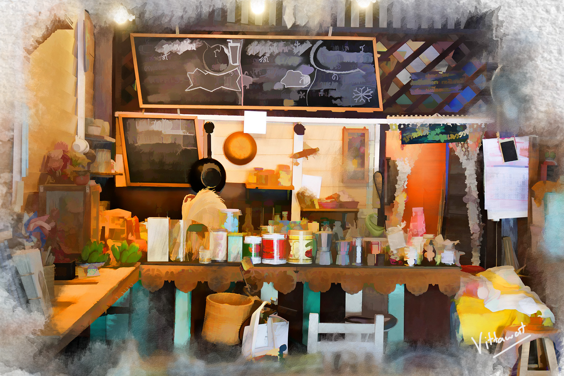Panasonic Lumix DMC-GX85 (Lumix DMC-GX80 / Lumix DMC-GX7 Mark II) sample photo. Water-color coffee shop photography