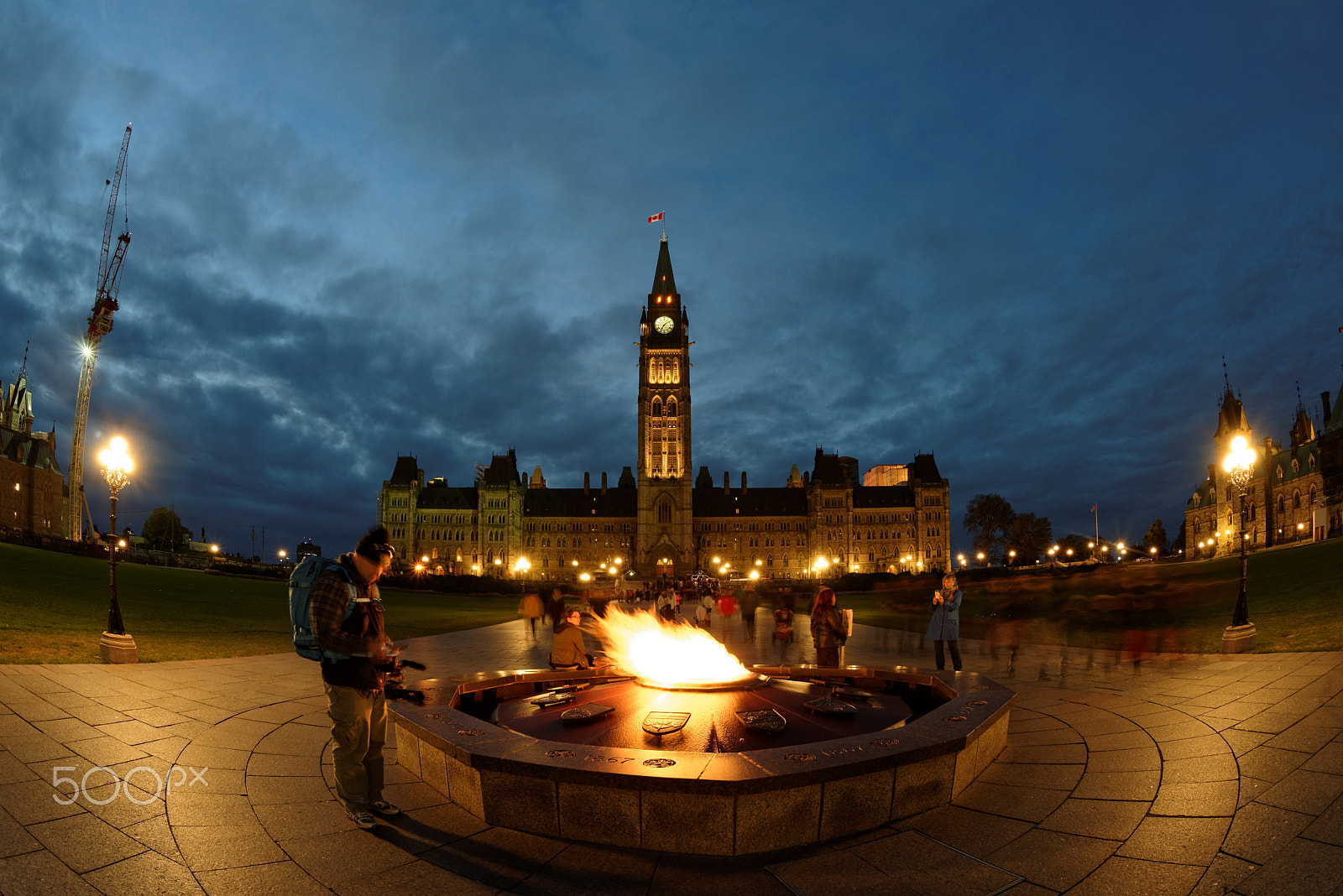 Nikon D810 + Nikon AF Fisheye-Nikkor 16mm F2.8D sample photo. Ottawa, parlament hill, parlament, centennial flame, fisheye, nachtaufnahme photography