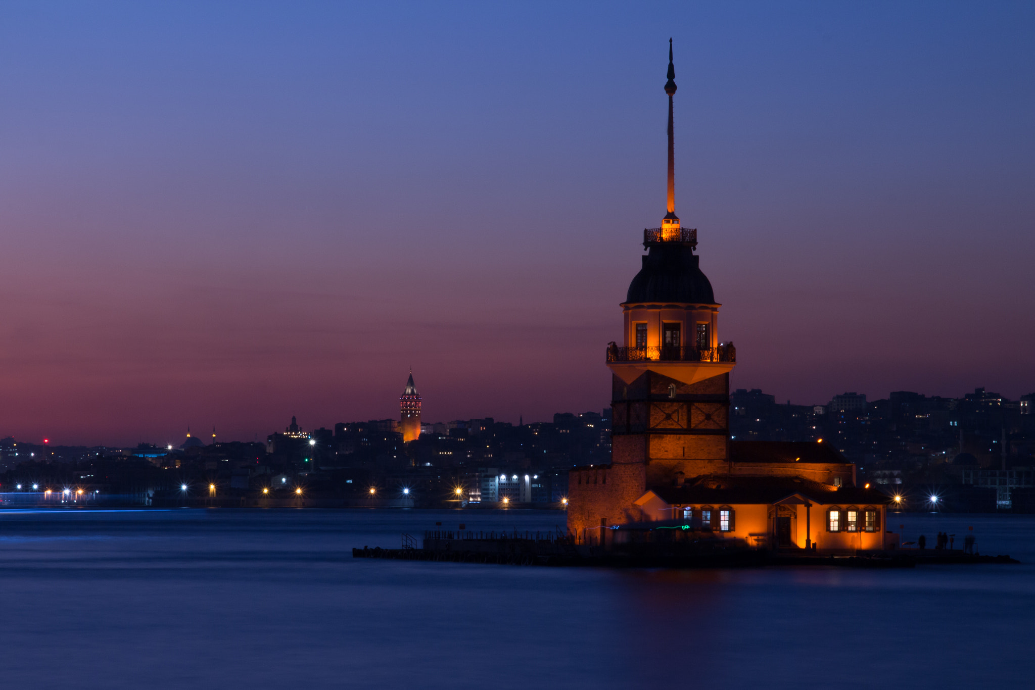 Canon EOS 650D (EOS Rebel T4i / EOS Kiss X6i) + Sigma 17-70mm F2.8-4 DC Macro OS HSM sample photo. The maiden's tower during the blue hour photography