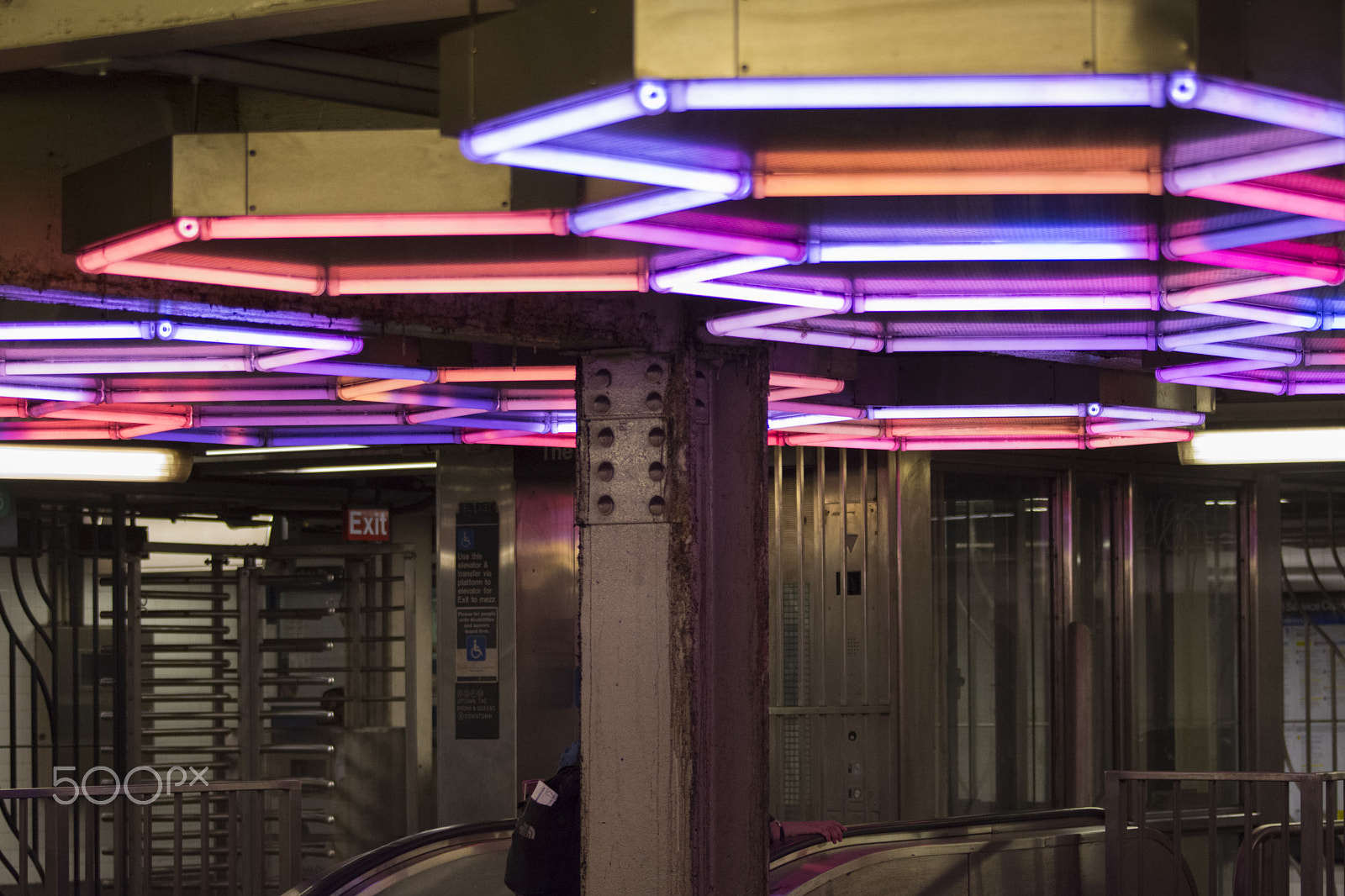 Nikon D7200 + Sigma 70-300mm F4-5.6 DG OS sample photo. Neon subway photography