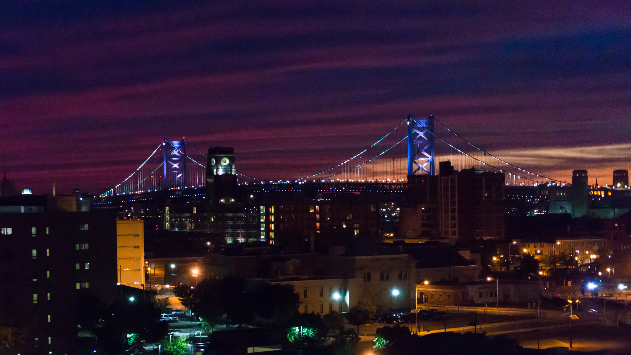 Sony 70-300mm F4.5-5.6 G SSM sample photo. Ben franklin bridge at night photography
