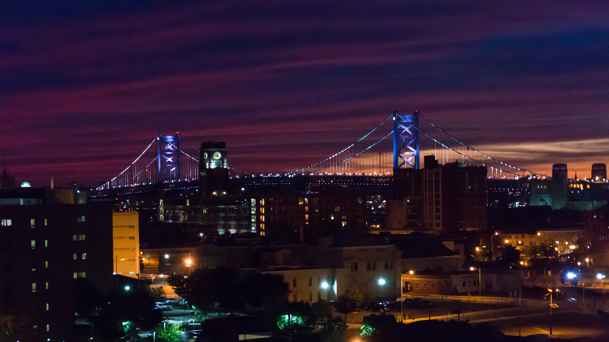 Sony a99 II sample photo. Ben franklin bridge at night photography