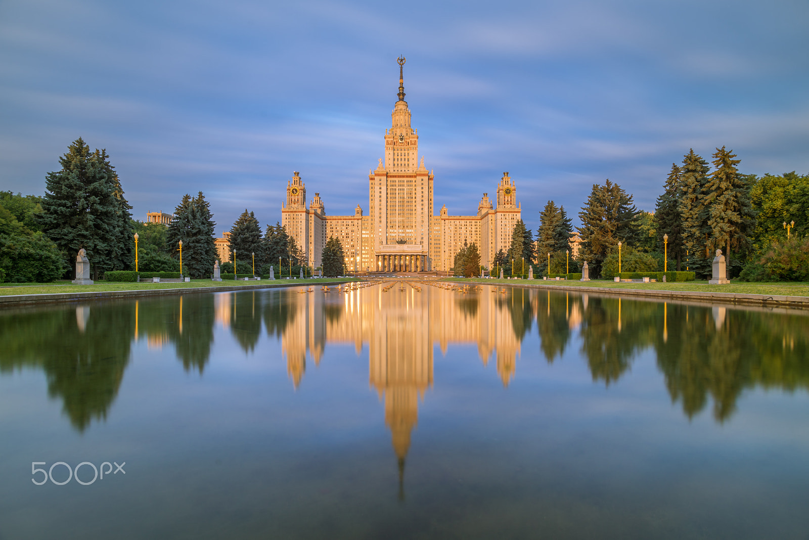 Sony a7R + Canon EF 17-40mm F4L USM sample photo. The main building of moscow state university in the rays the rising sun in the morning photography