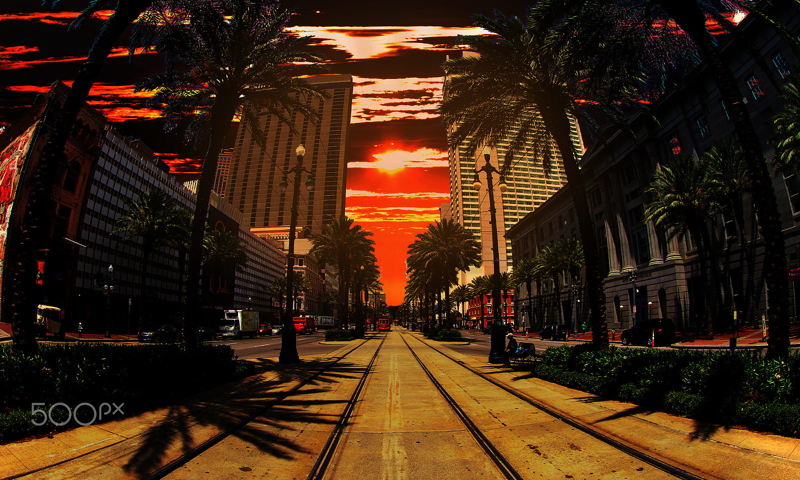 Canon EF 8-15mm F4L Fisheye USM sample photo. Canal street sunset photography