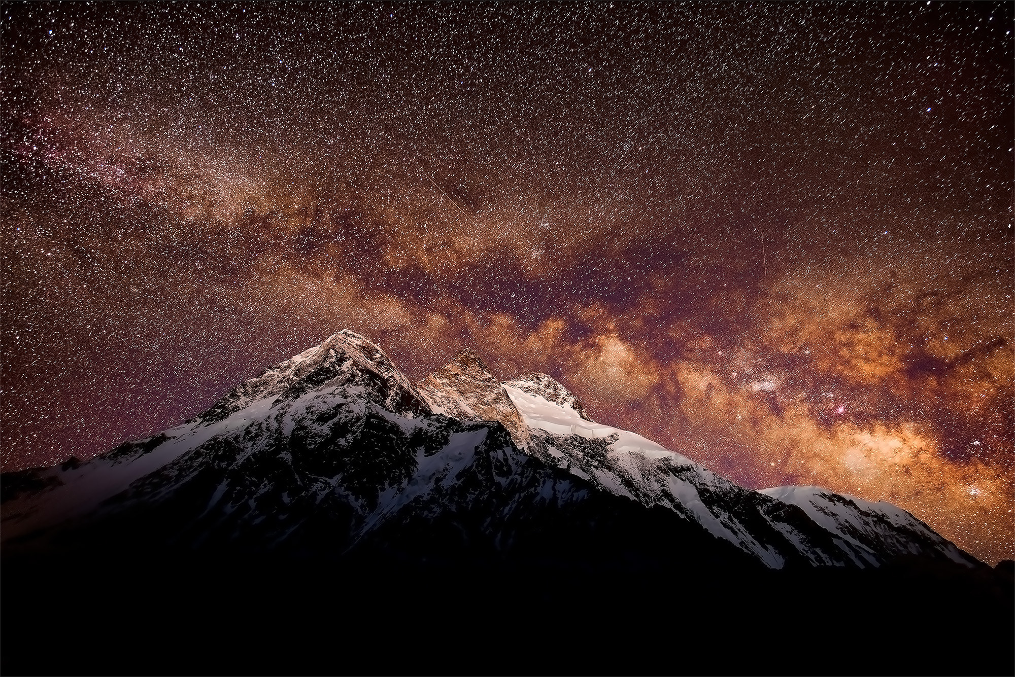 Nikon D810A + Nikon AF-S Nikkor 20mm F1.8G ED sample photo. The broad peak (8051m) in the night! photography