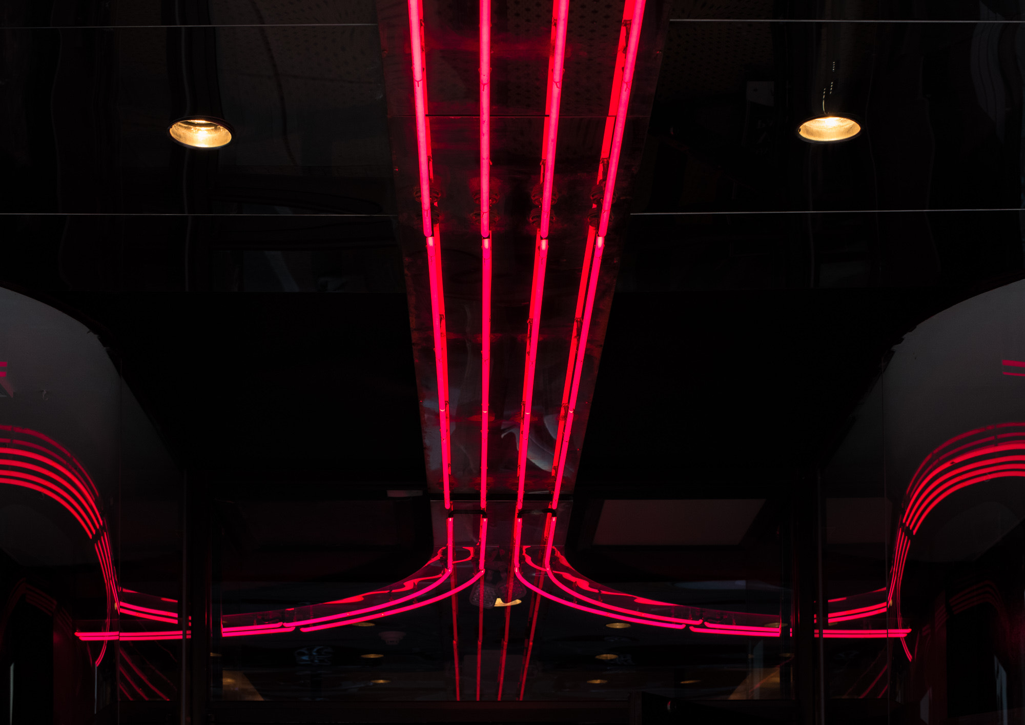 Pentax K-1 + Pentax smc DA* 55mm F1.4 SDM sample photo. Red neon reflection photography