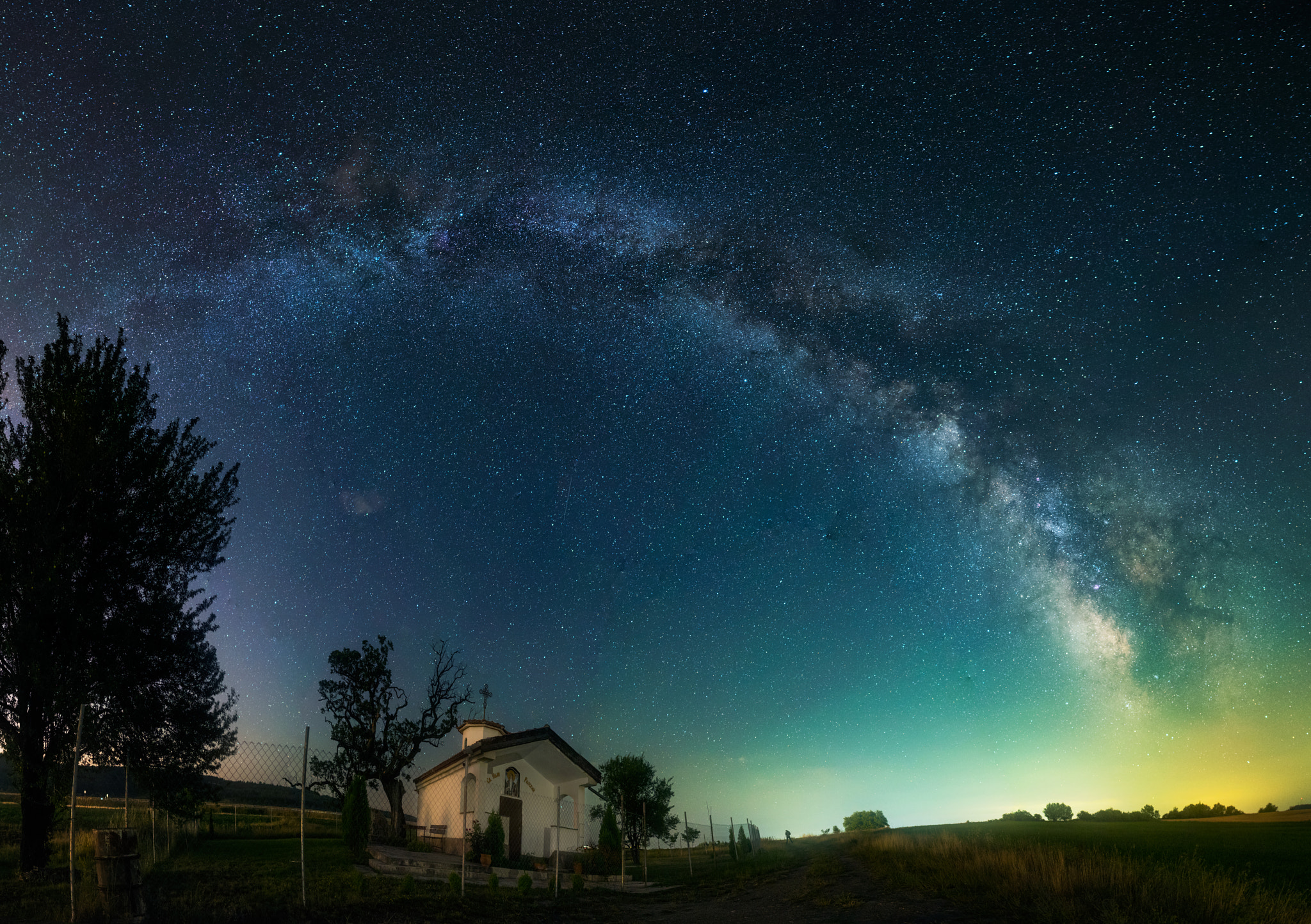 Samyang 12mm F2.8 ED AS NCS Fisheye sample photo. Chapel in the night photography