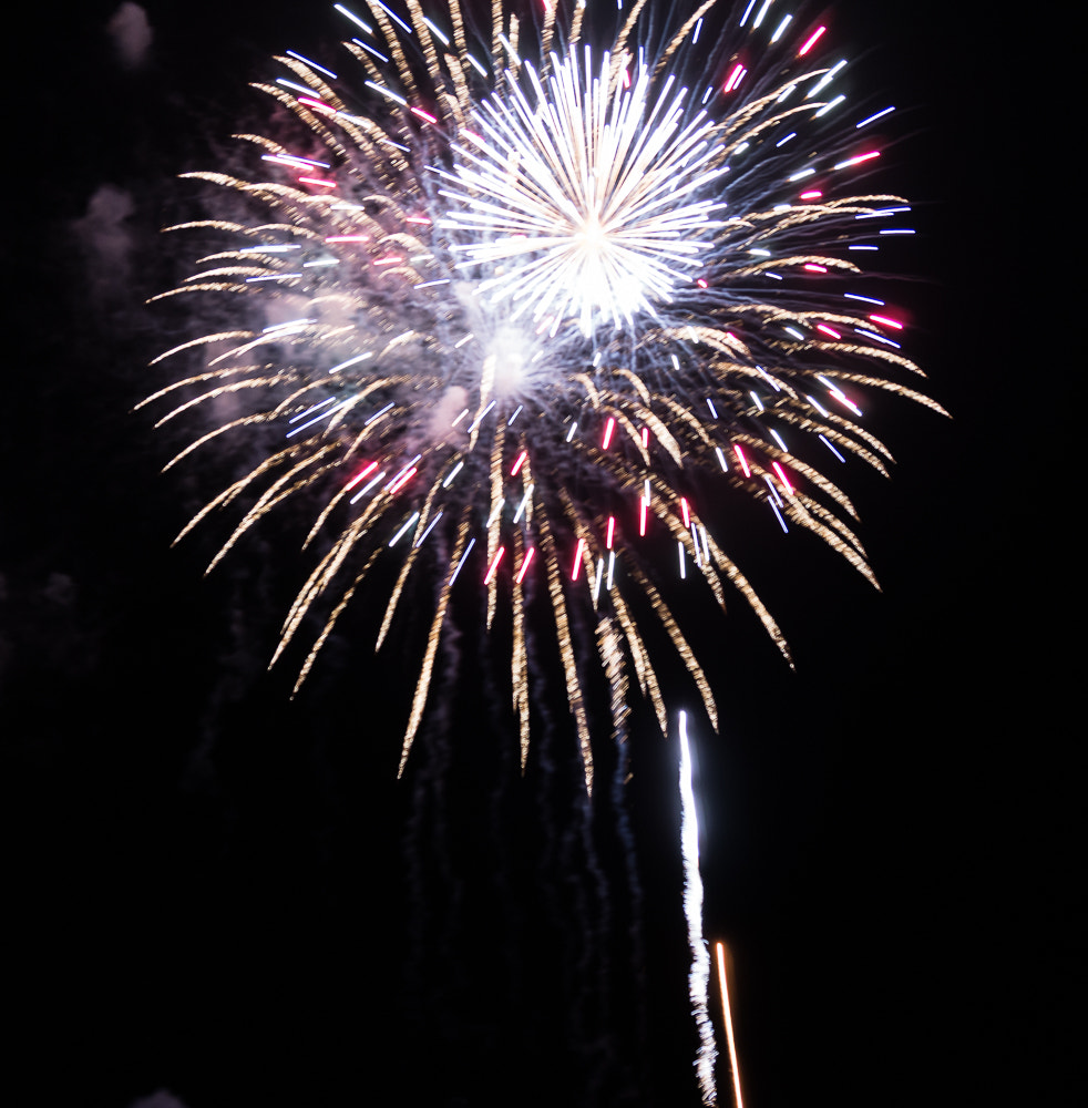 Sony Alpha a3000 sample photo. Red white and blue firework photography