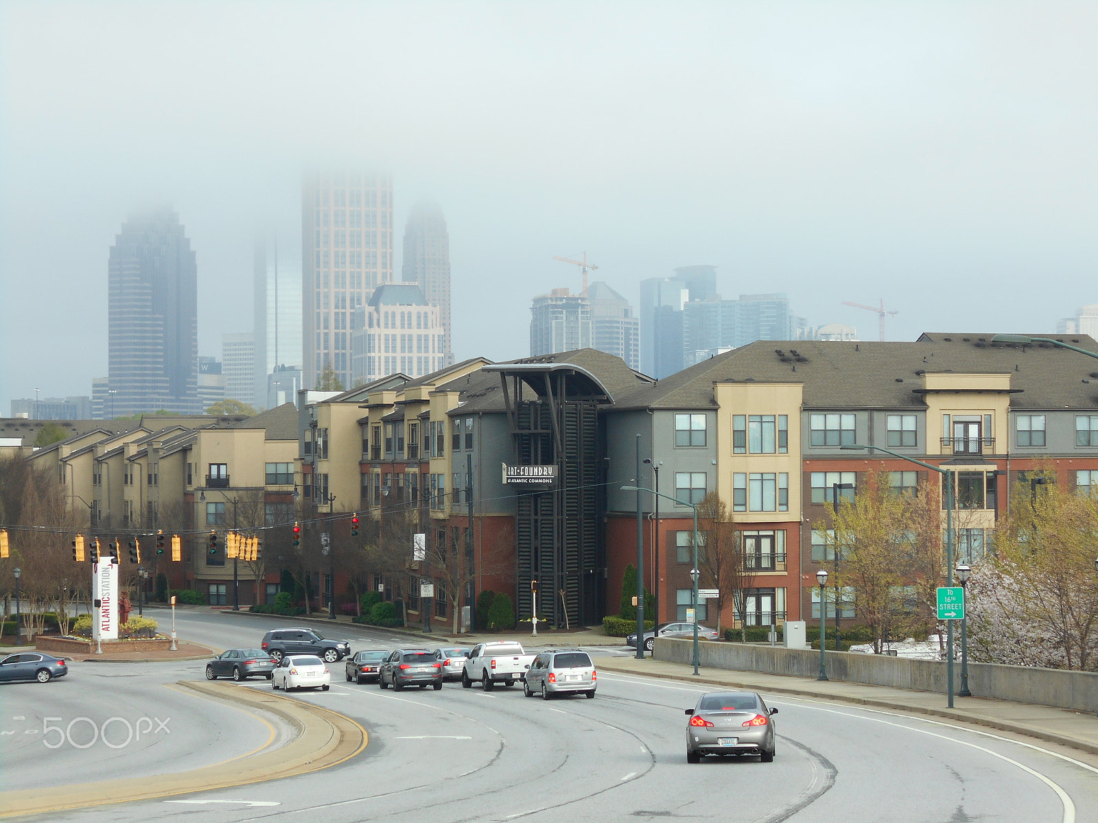 Nikon Coolpix L32 sample photo. Atlanta downtown in heavy fog photography