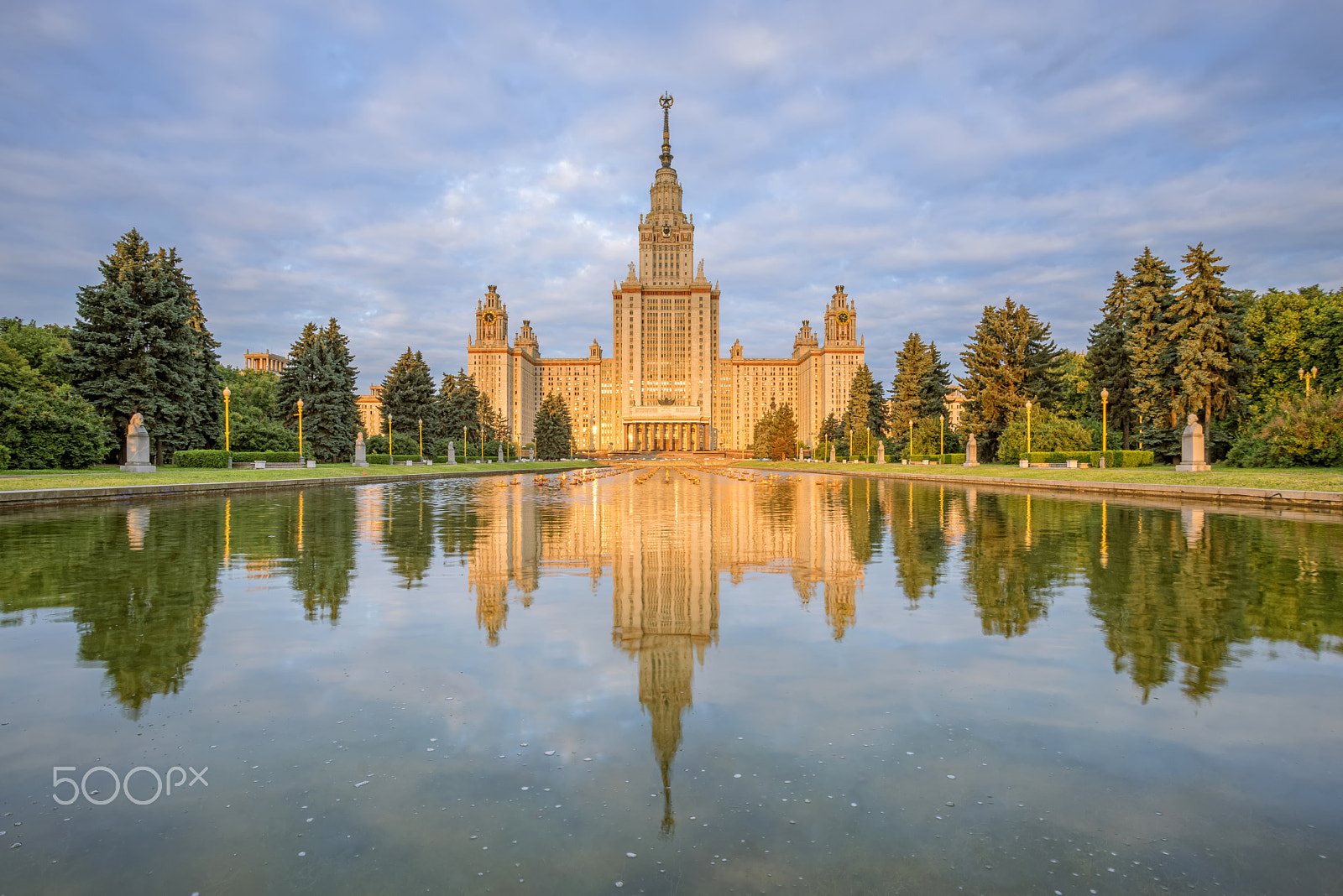 Sony a7R + Canon EF 17-40mm F4L USM sample photo. The main building of moscow state university in the rays the rising sun in the morning photography