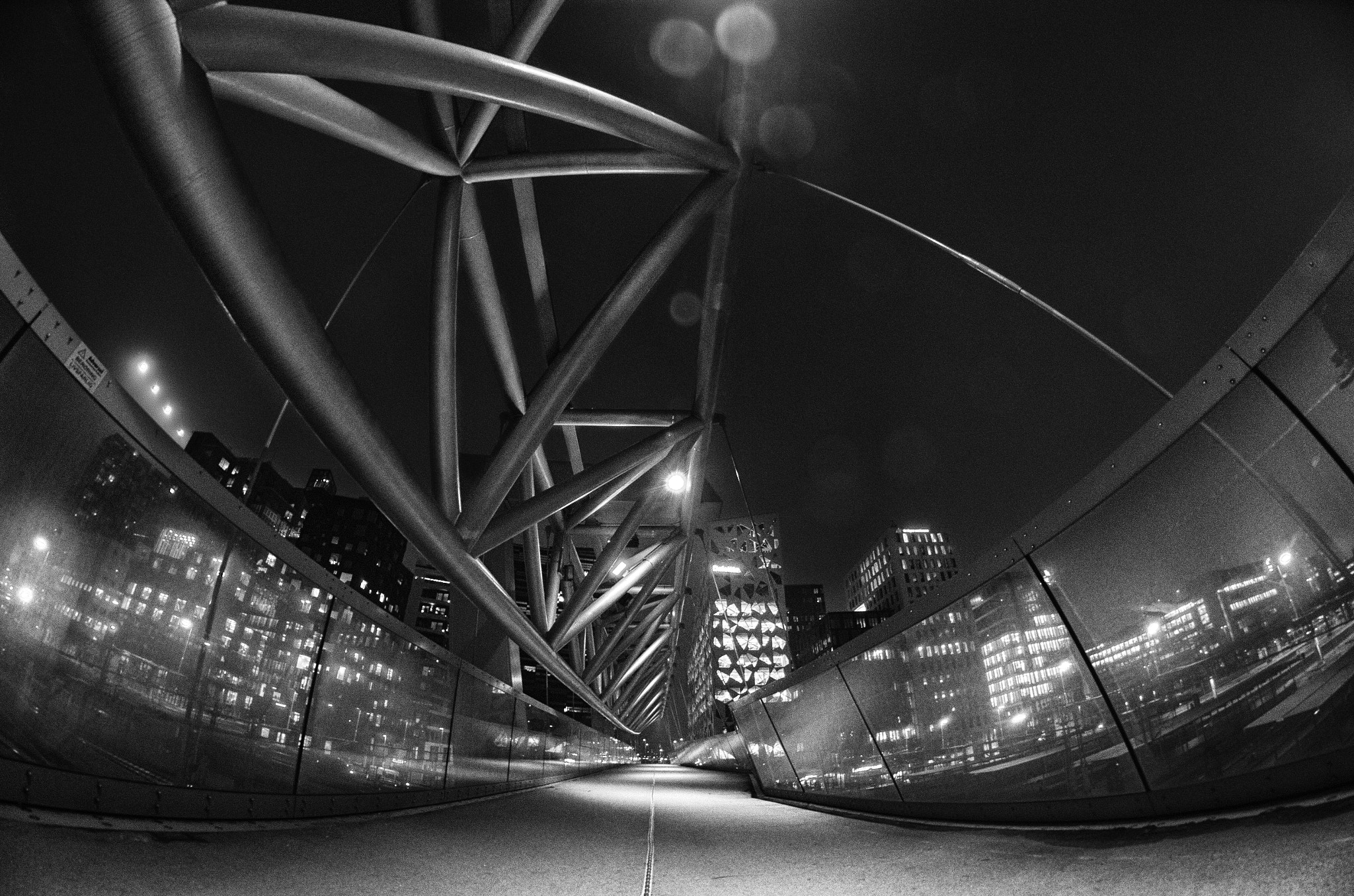 Nikon D7000 + Samyang 8mm F3.5 Aspherical IF MC Fisheye sample photo. Oslo barcode bridge photography