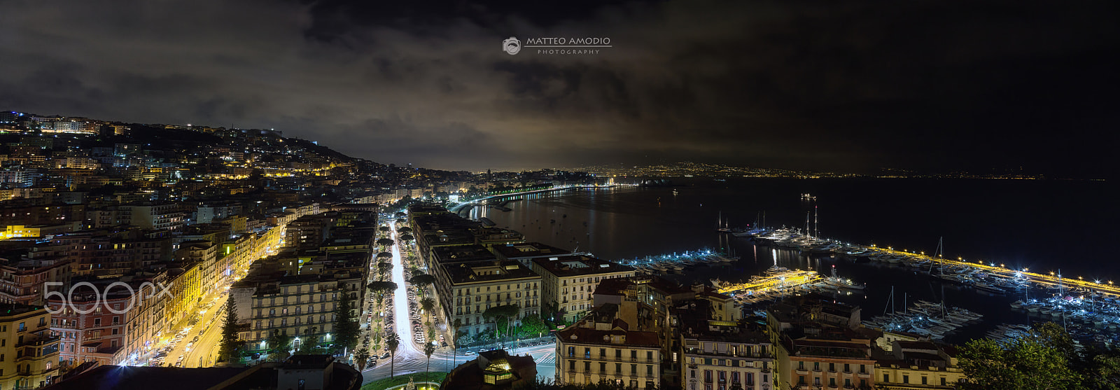 Canon EOS 1100D (EOS Rebel T3 / EOS Kiss X50) + Canon EF 24-105mm F4L IS USM sample photo. Napoli by night panoramica re-edit photography