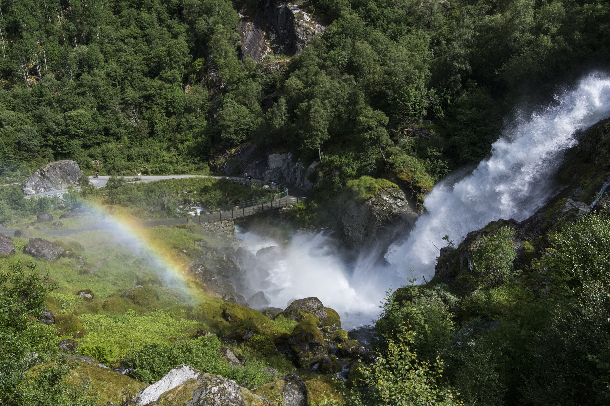 Pentax K-3 II sample photo. Waterfall and rainbow photography