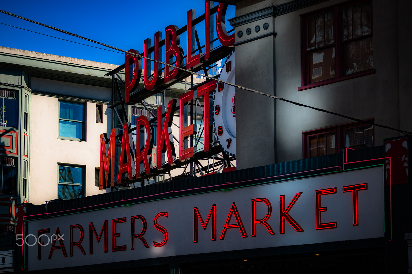 Nikon D500 sample photo. Pike place market neon signs photography