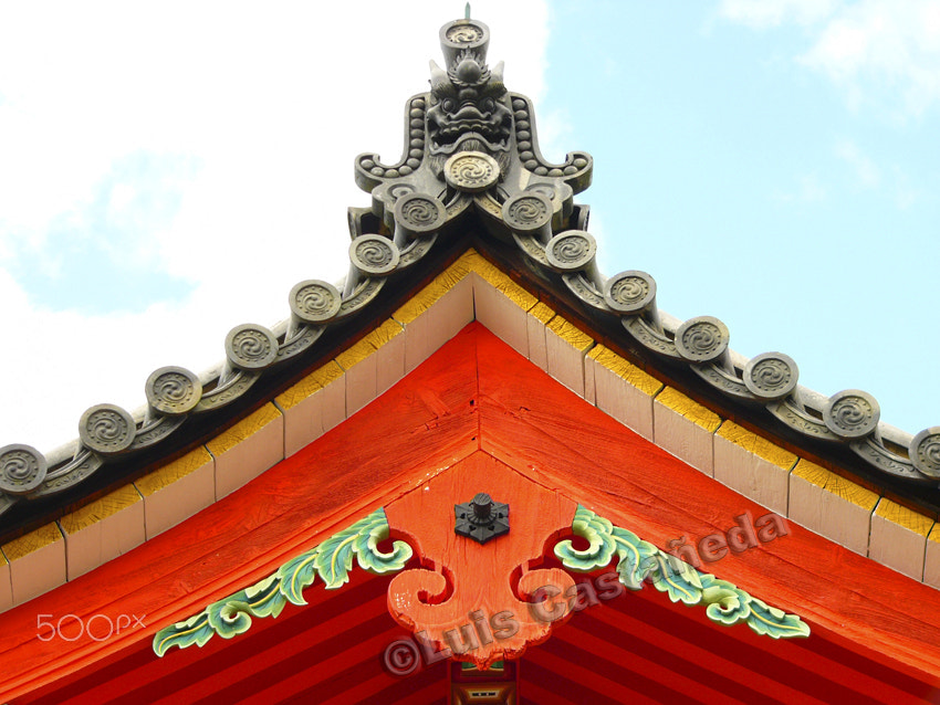 Panasonic DMC-FZ10 sample photo. Roof detail. rokuon-ji temple. kyoto. japan photography