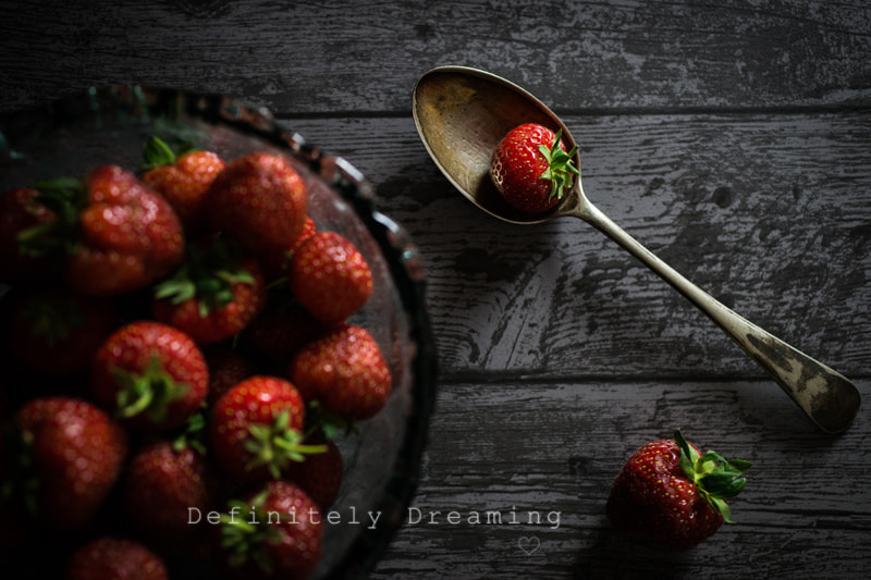 Sony a99 II + Sigma 30mm F1.4 EX DC HSM sample photo. Strawberry on antique spoon photography