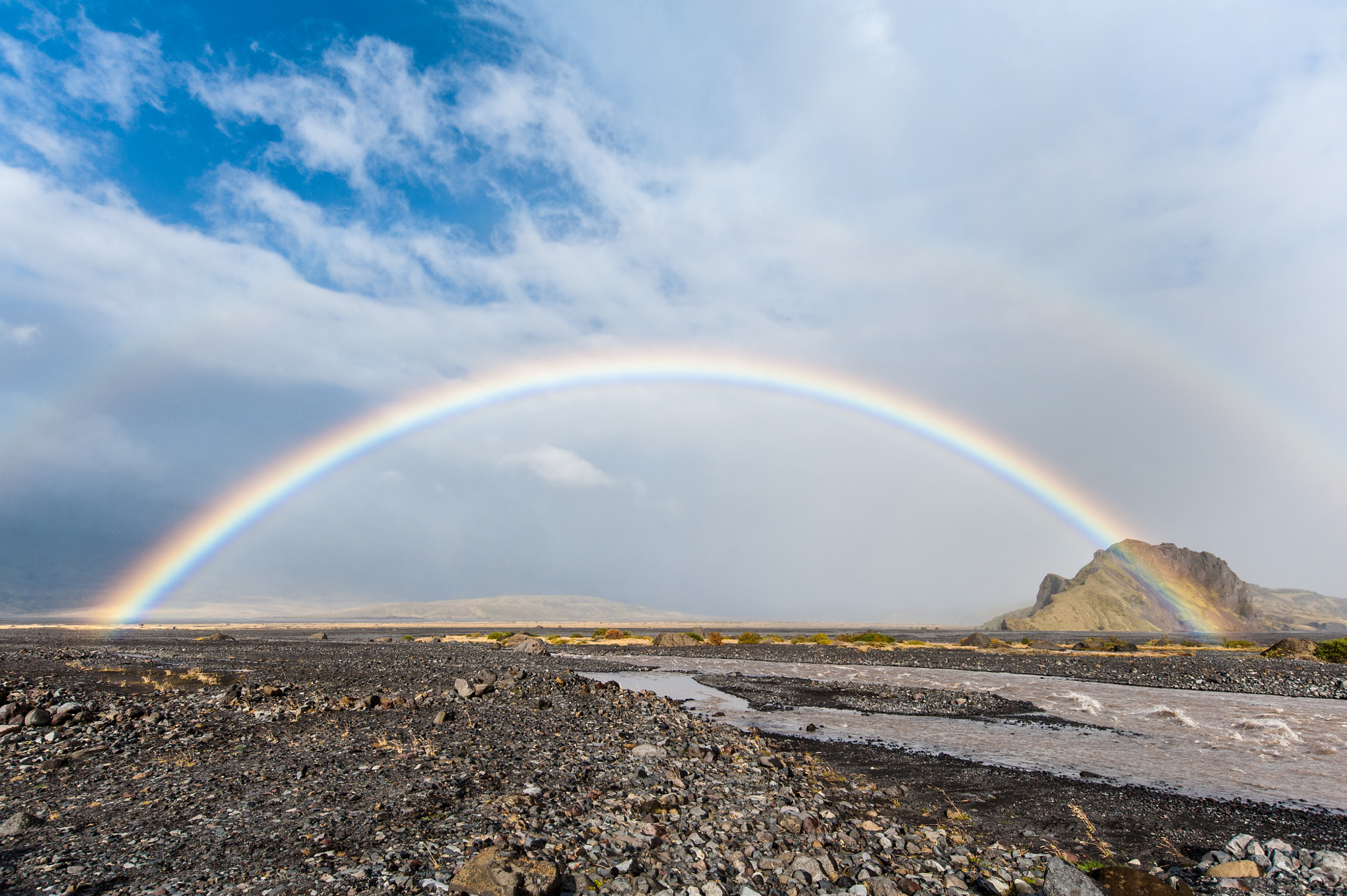 Nikon AF-S Nikkor 18-35mm F3.5-4.5G ED sample photo. Rainbow at thorsmork, iceland photography