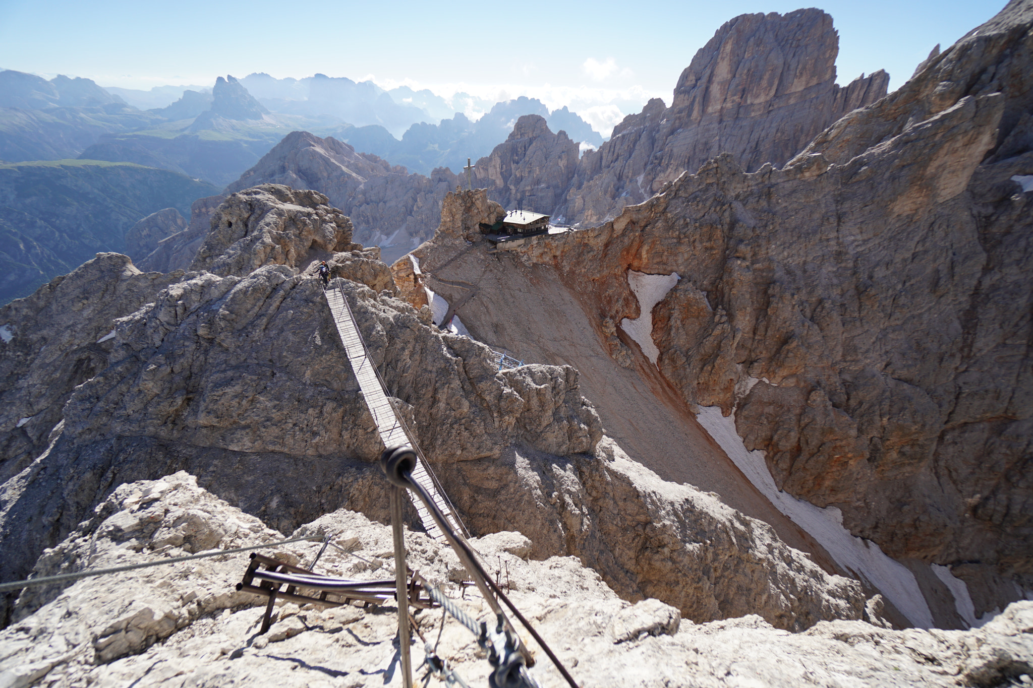 Sony a6300 + Sony E 10-18mm F4 OSS sample photo. The cristallo bridge on the ivano dibona via ferrata photography