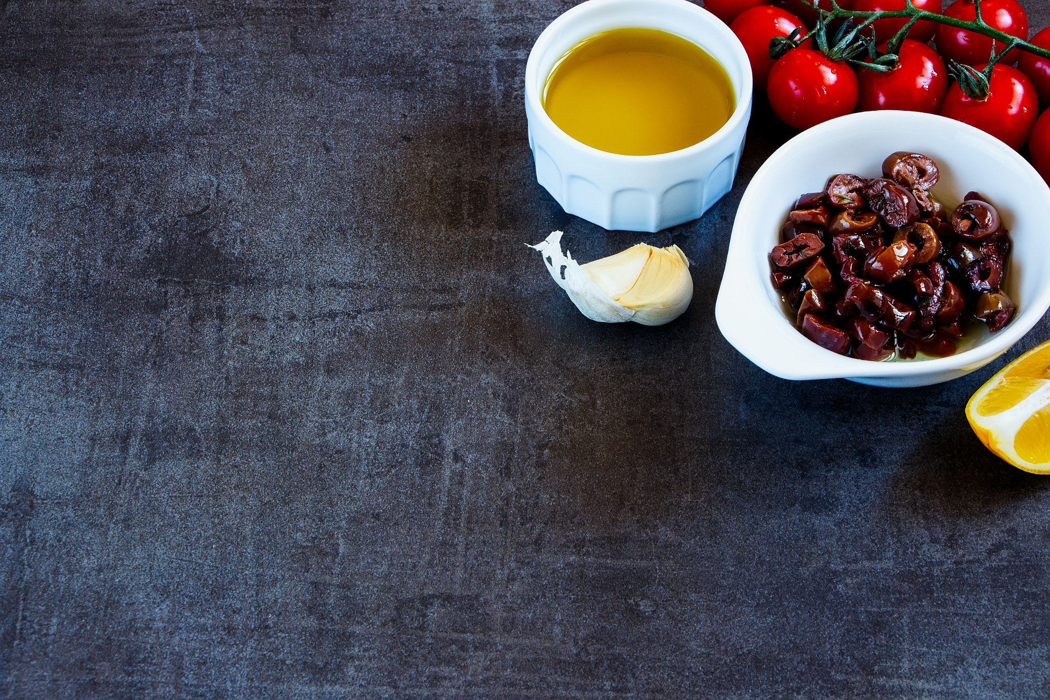 Salad preparation background