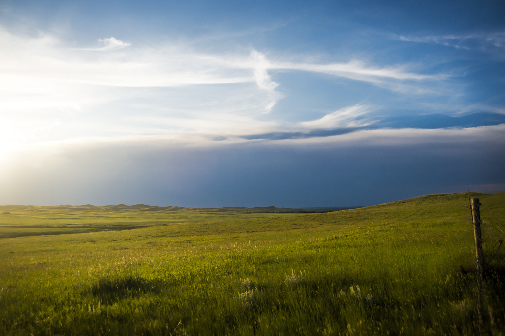 AF Zoom-Nikkor 28-70mm f/3.5-4.5 sample photo. Sunset's warm glow on the missouri slop prairies photography