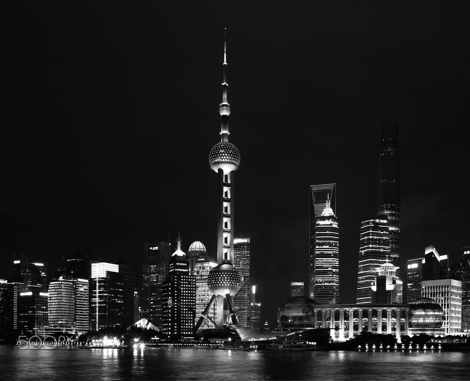 Canon TS-E 24.0mm f/3.5 L II sample photo. Shanghai skyline - black and white photography